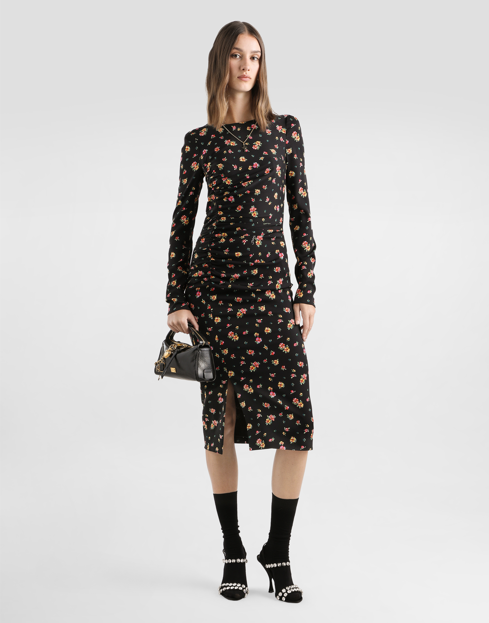 Small floral-print charmeuse dress