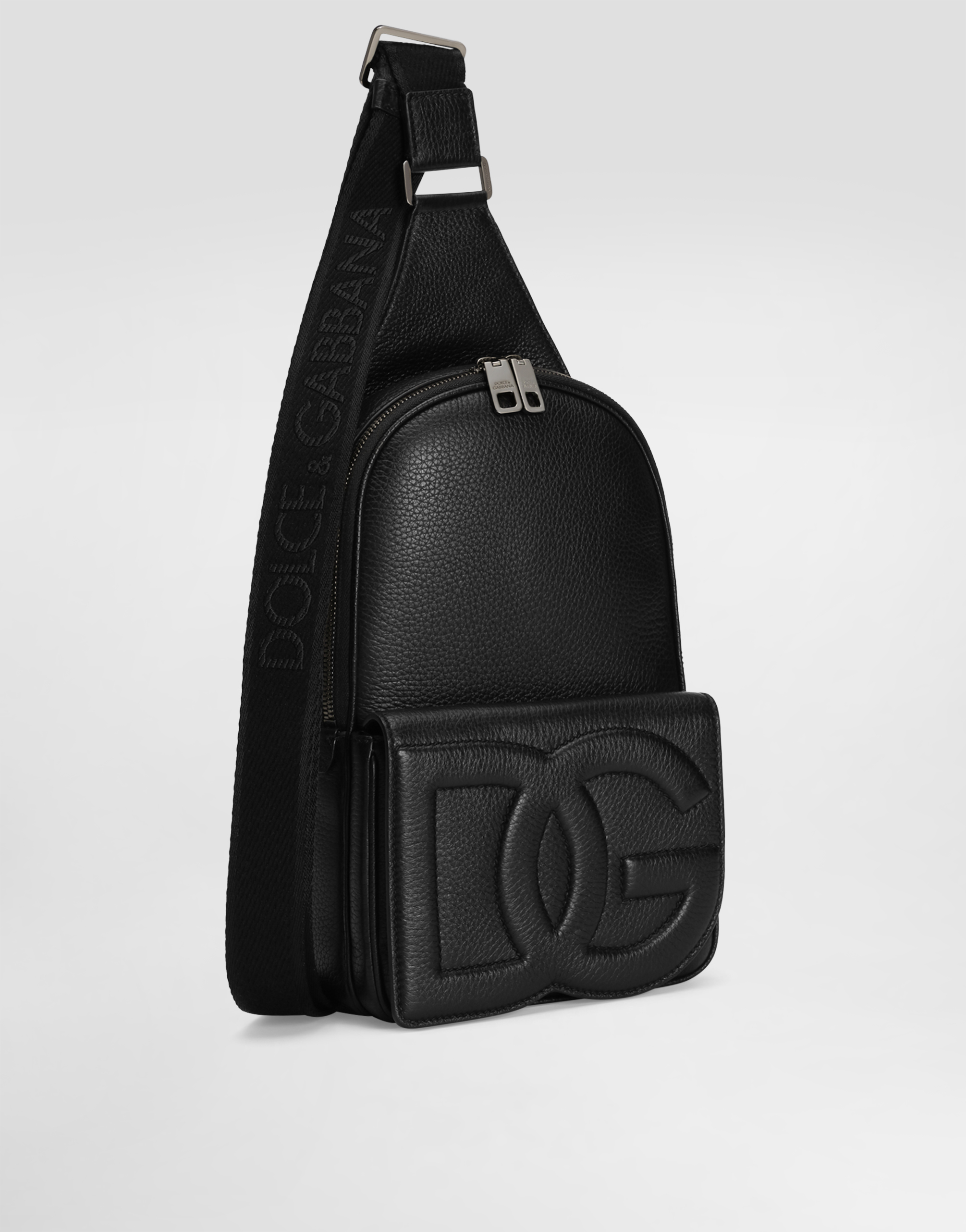 Dolce & Gabbana Deer Leather Shoulder Backpack In Black