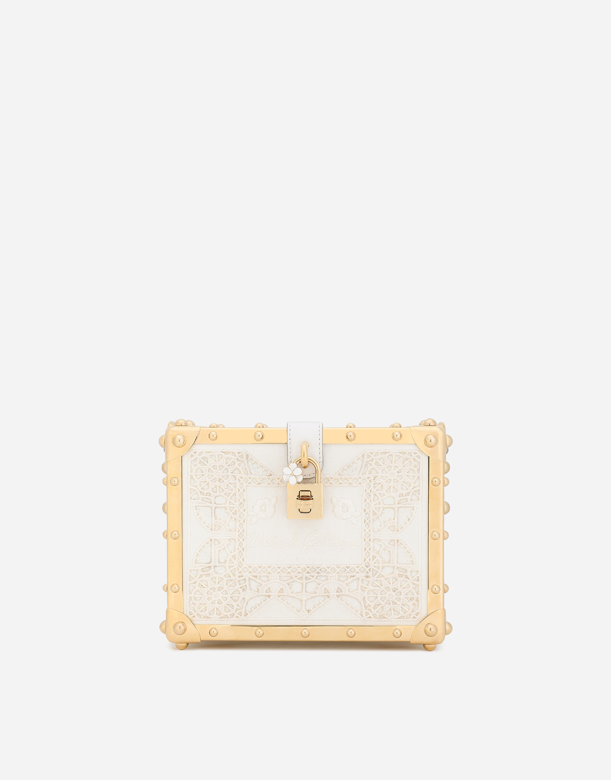 Linen Dolce Box with embroidery in White for Women | Dolce&Gabbana® US