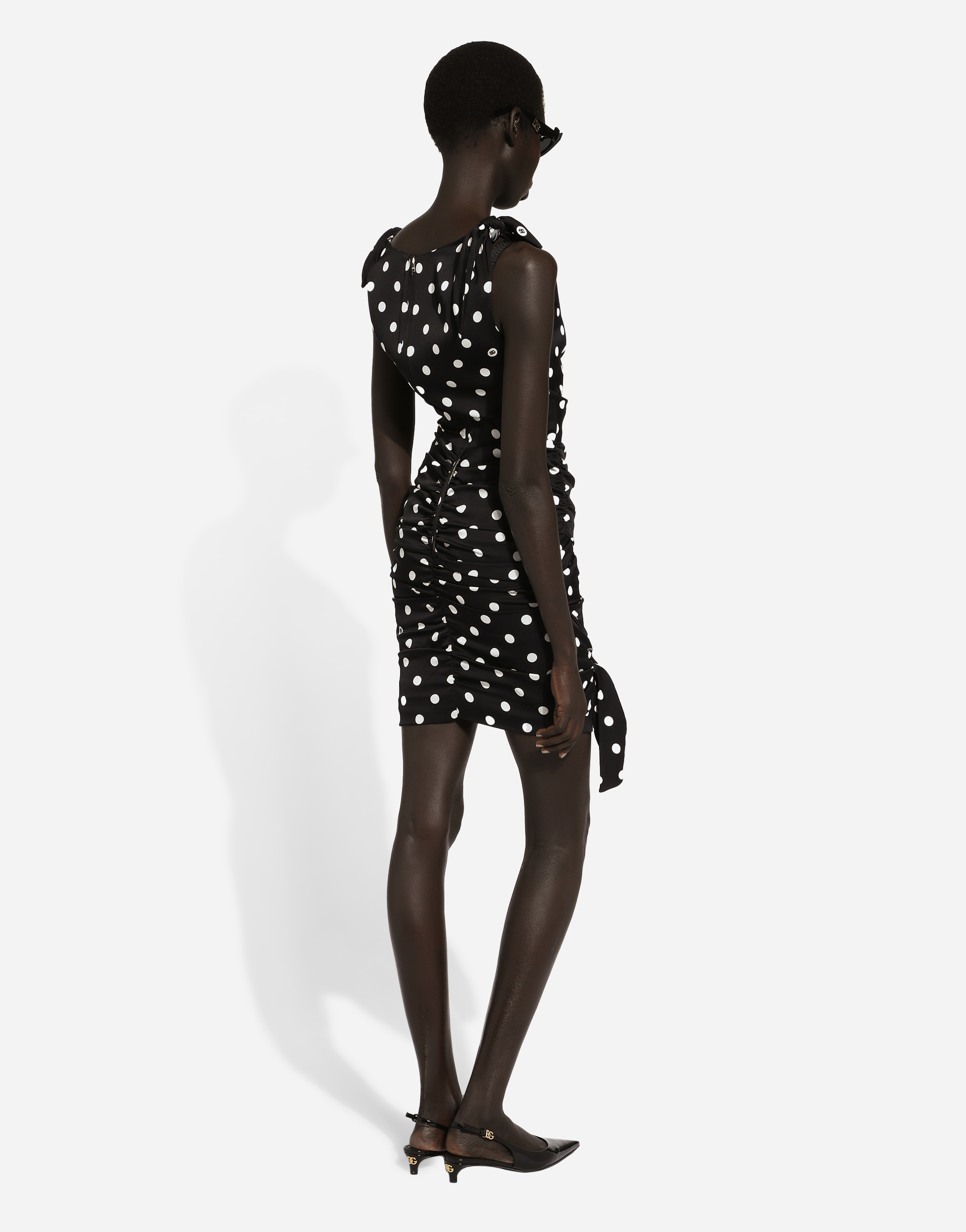 Dolce & Gabbana Polka-dot Draped Mini Dress In プリ