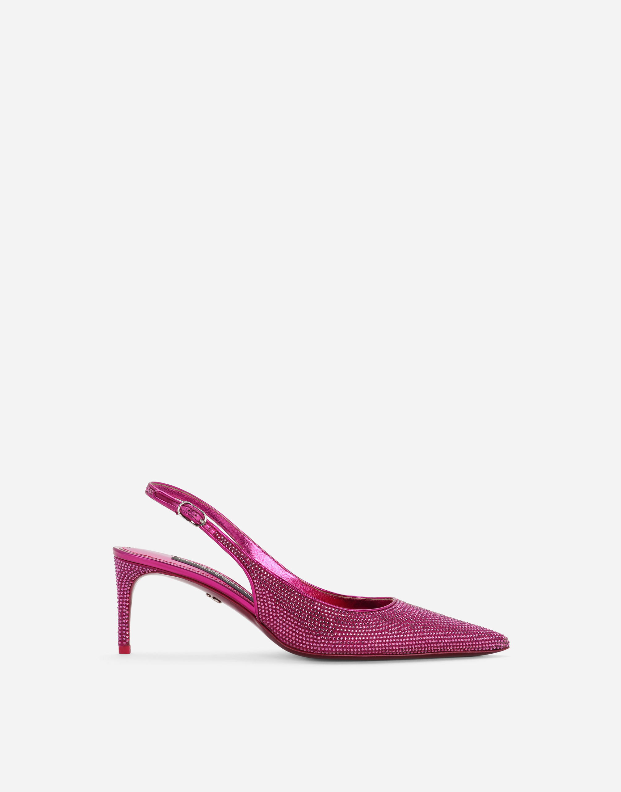 DOLCE & GABBANA SATIN SLINGBACKS WITH FUSIBLE RHINESTONES