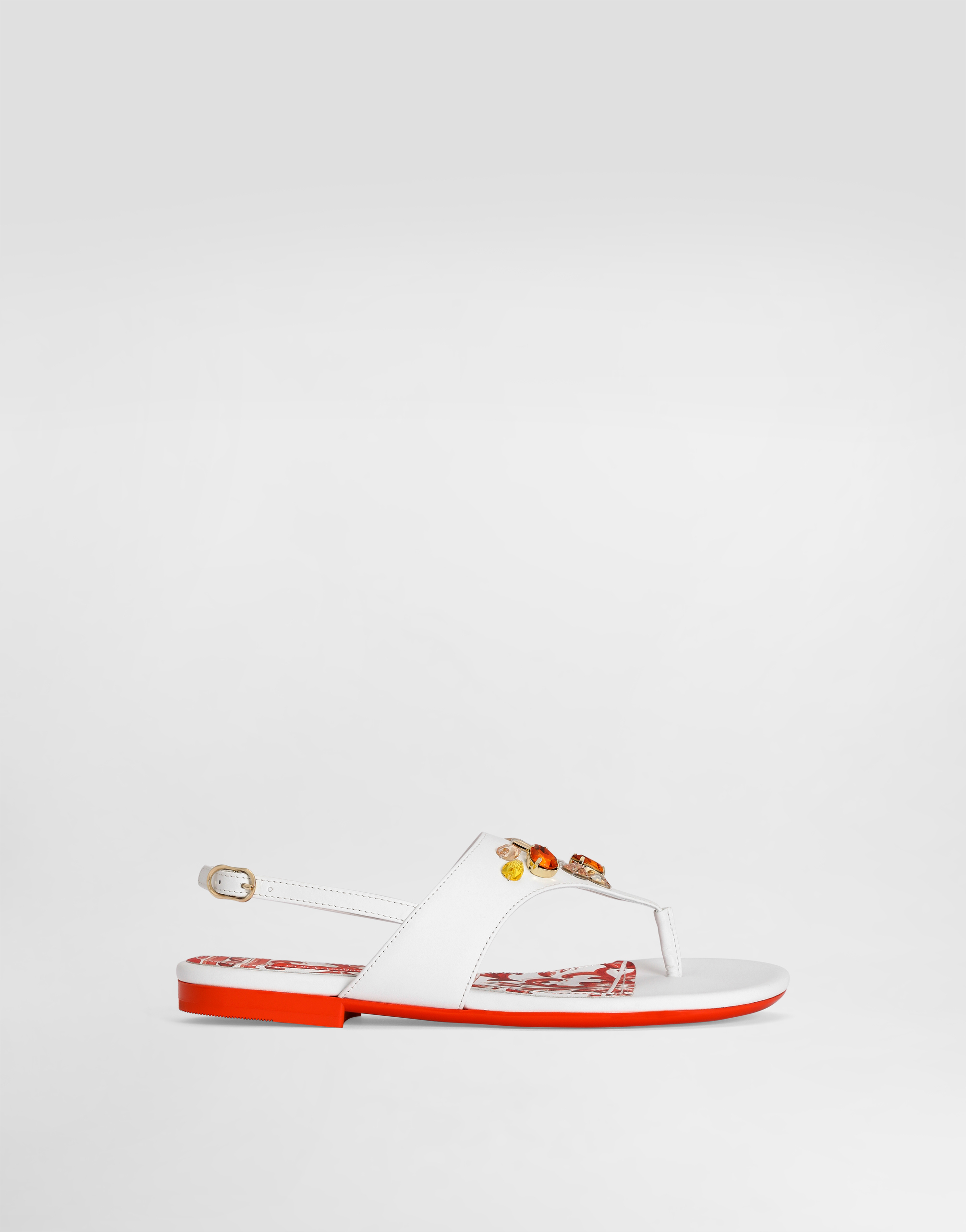 Whiteのガールズ Nappa calfskin sandals | Dolce&Gabbana®
