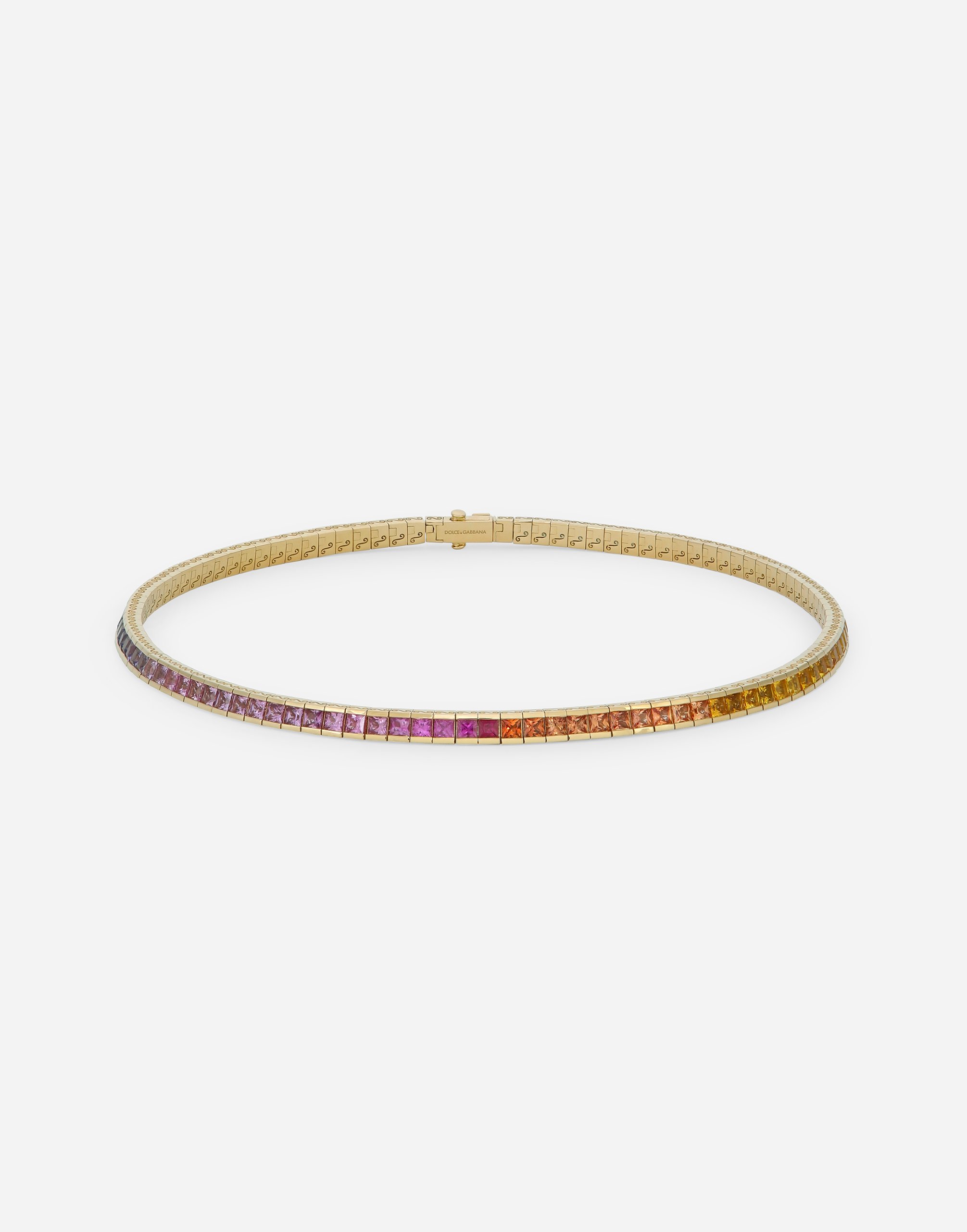 Dolce & Gabbana Tennis Necklace In Yellow Gold 18kt And Multicolor Sapphires