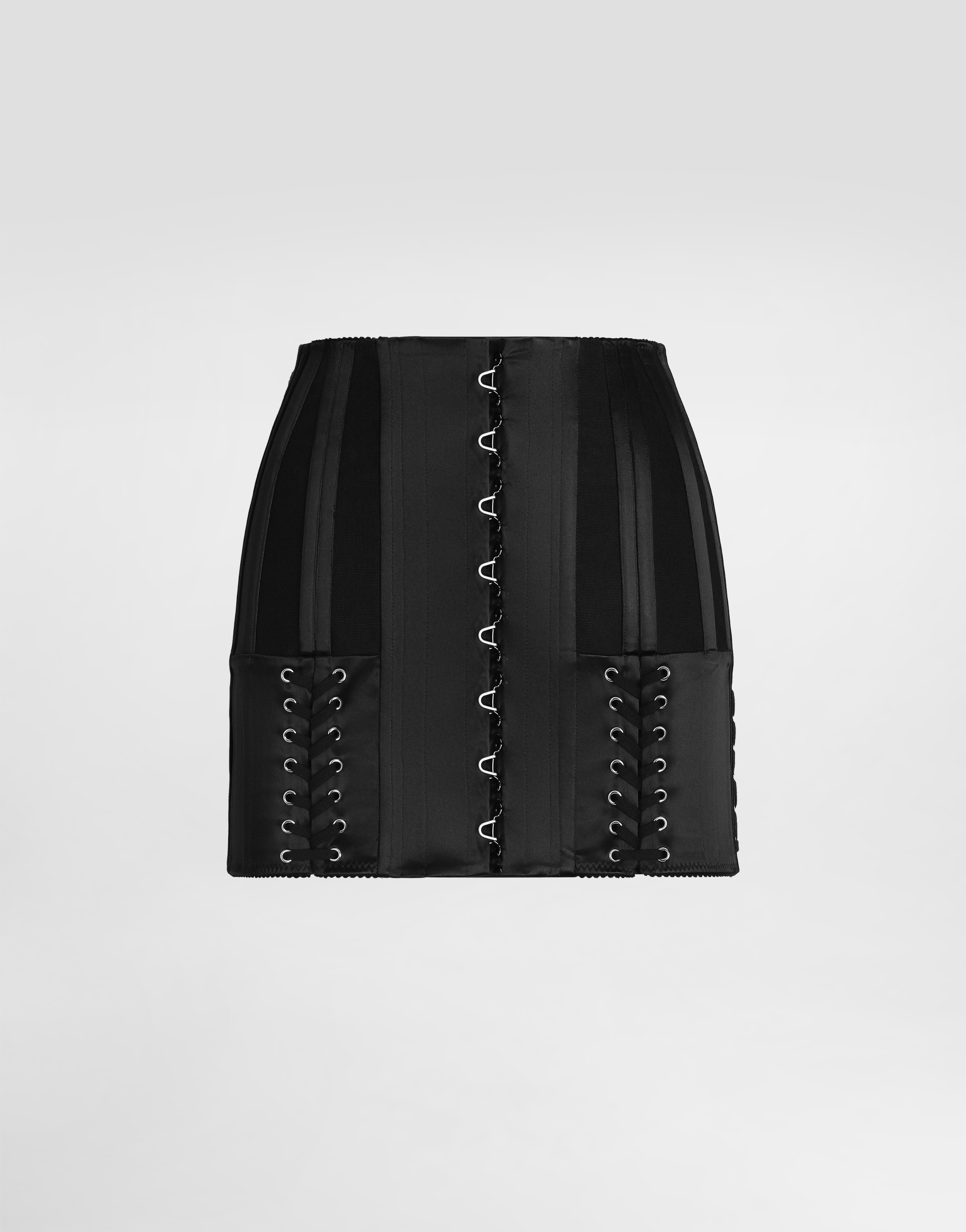Stretch satin miniskirt in Black for Women | Dolce&Gabbana® US
