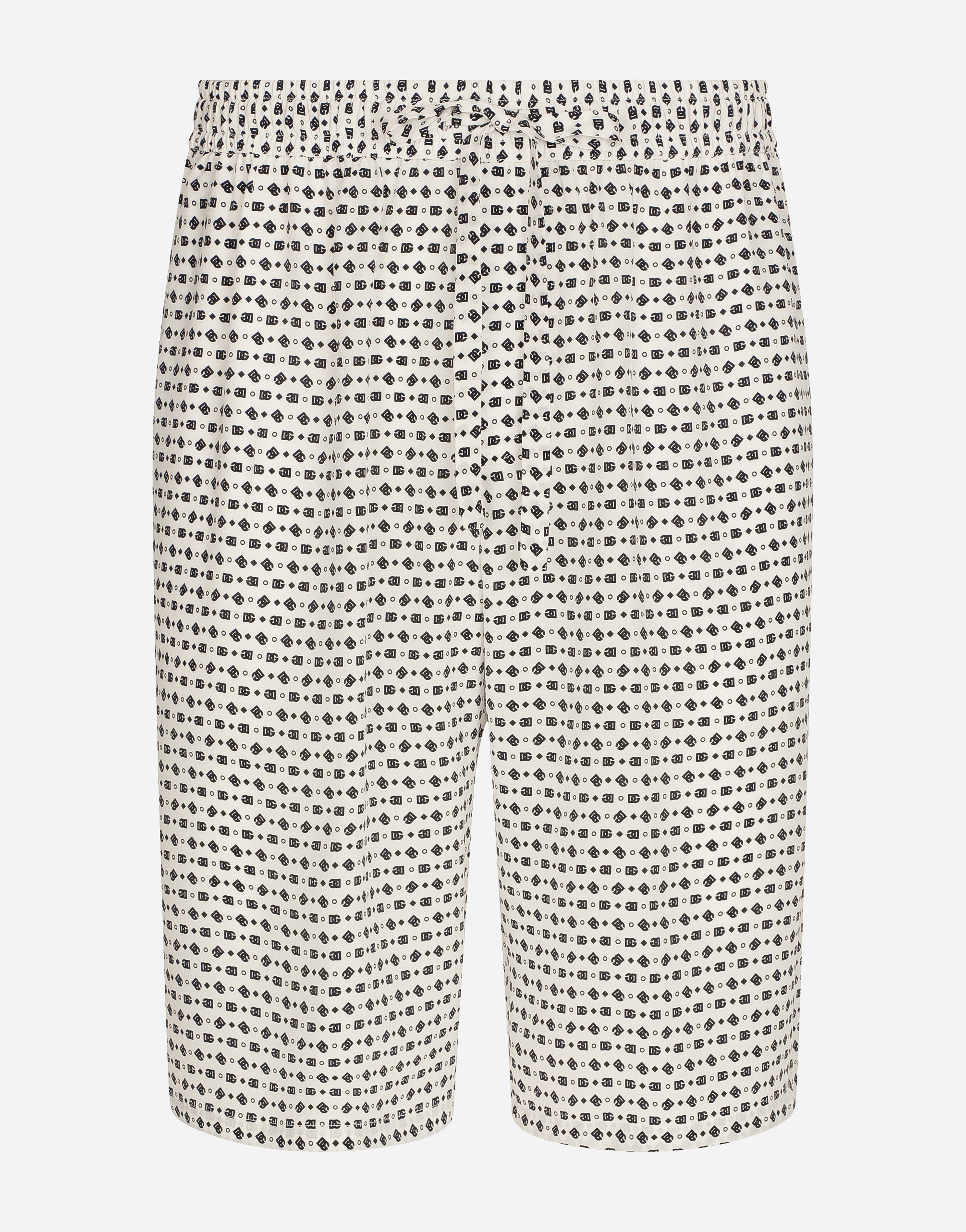 DOLCE & GABBANA CREPE DE CHINE JOGGING SHORTS WITH DG LOGO PRINT