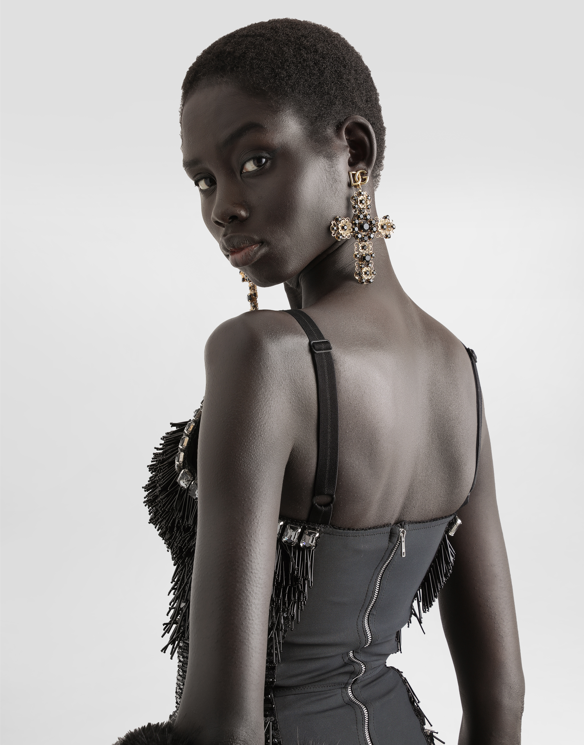 Sequined and micro-beaded bodysuit