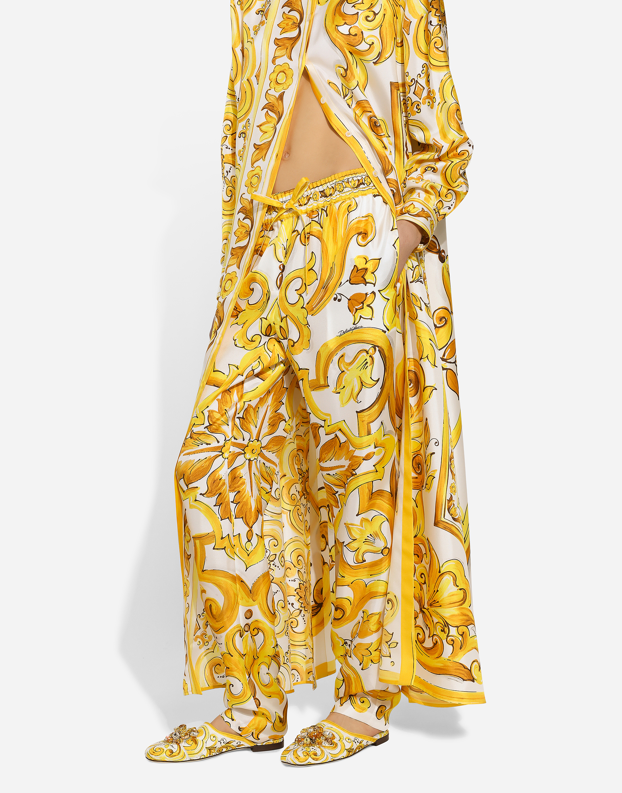Dolce & Gabbana Silk Twill Pants In Print