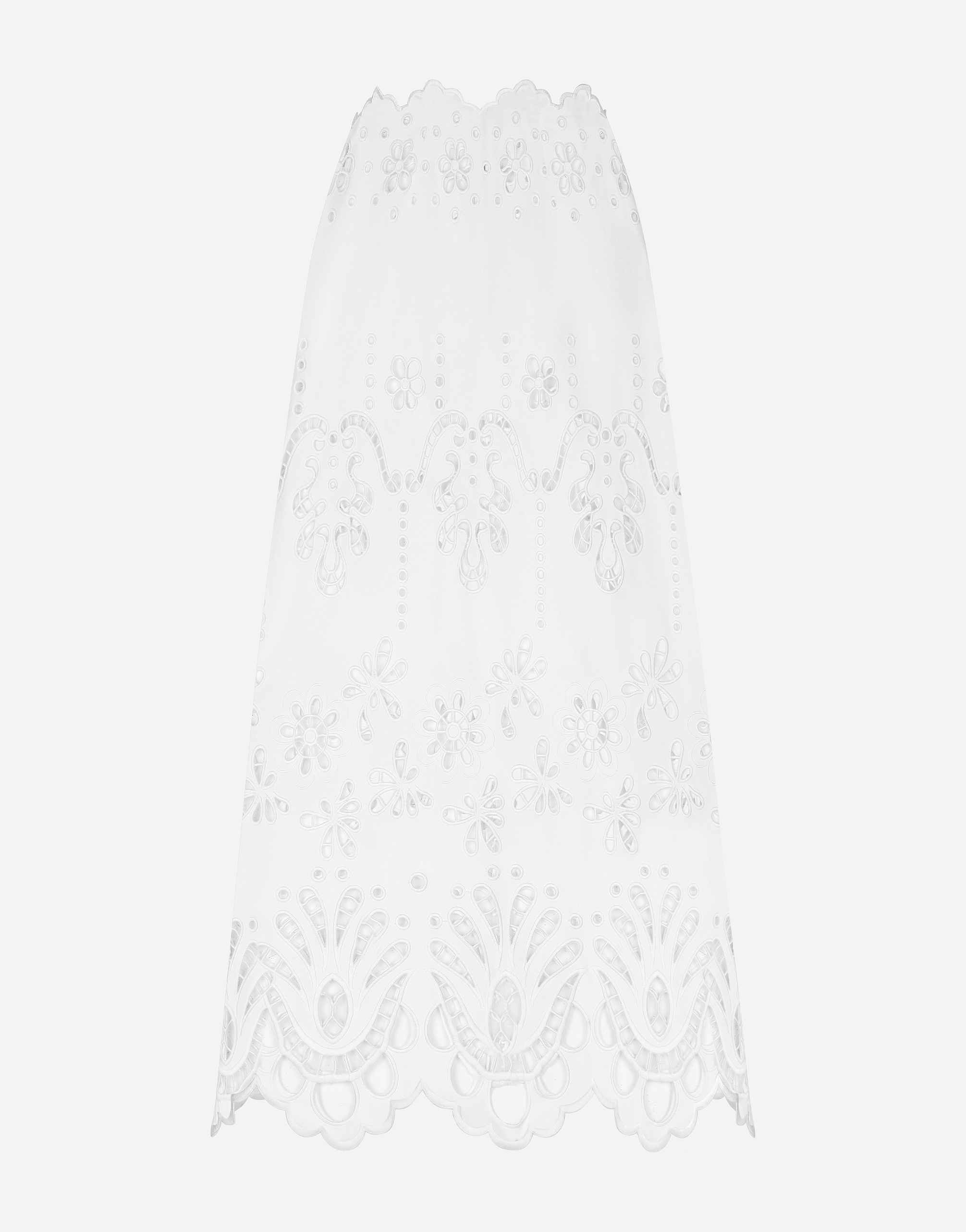 Dolce & Gabbana Cotton Calf-length Skirt With Cut-out Detailing - Woman Skirts White