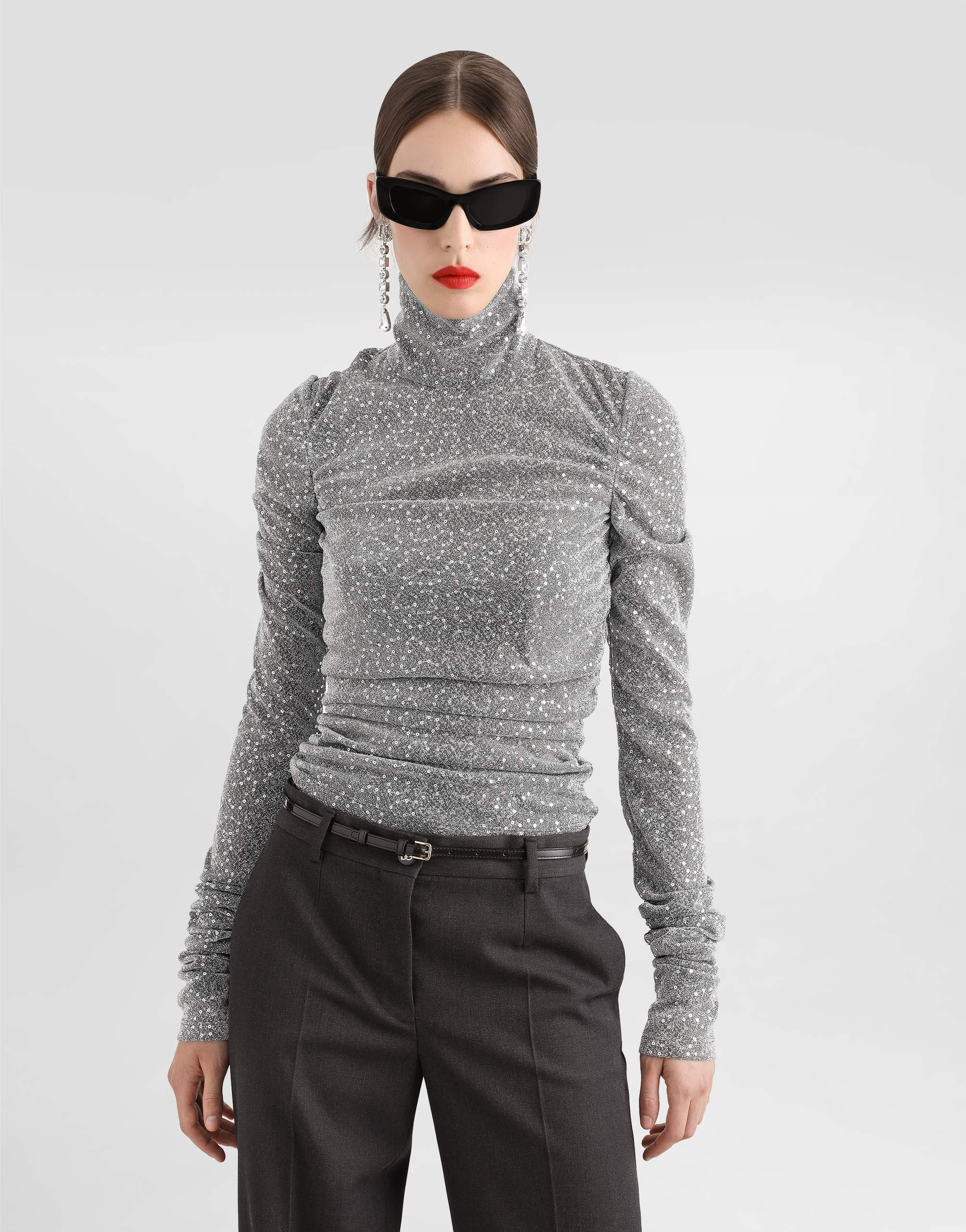 Dolce & Gabbana Sequinned Top In Silver