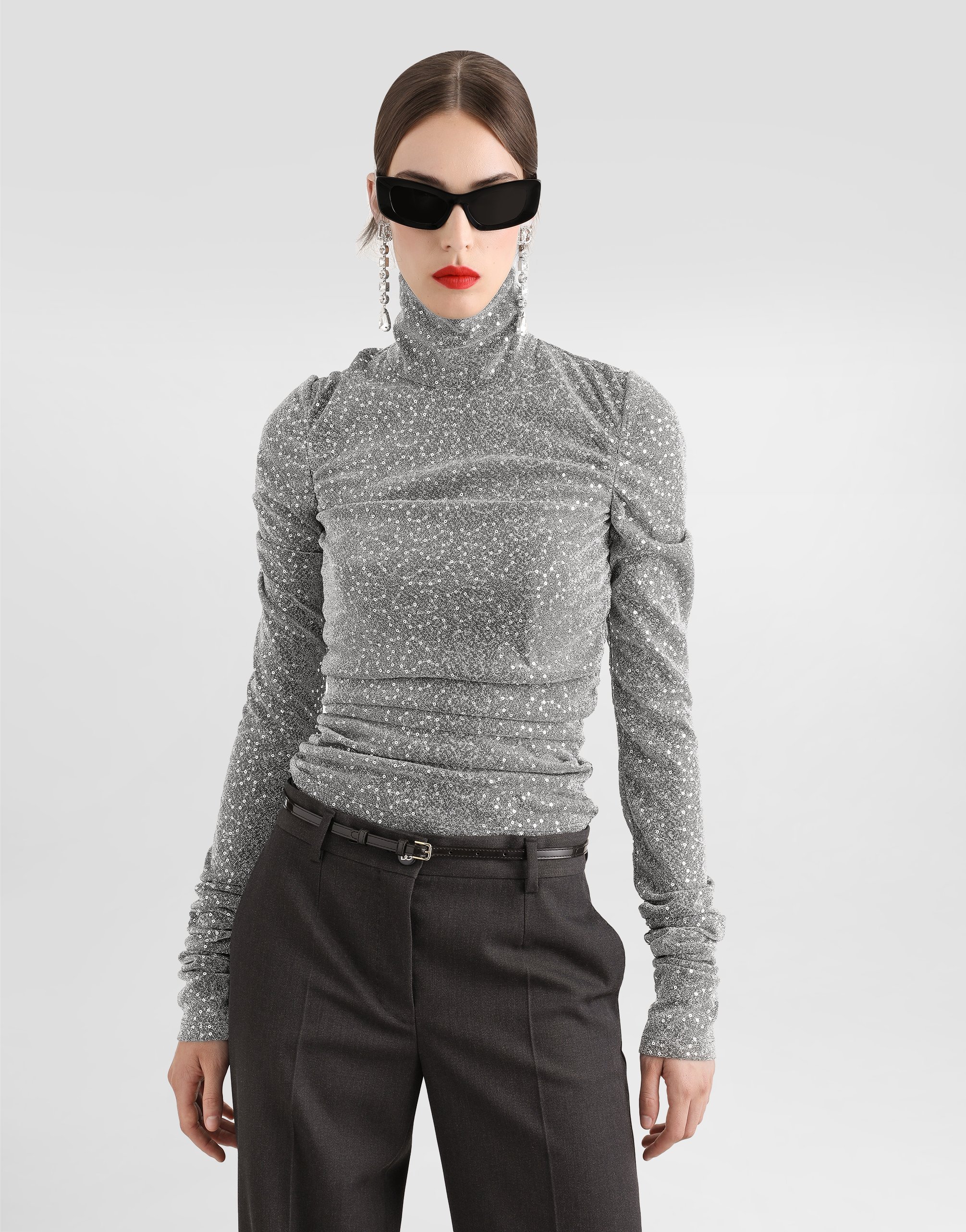 Dolce & Gabbana Sequinned Top In Silver