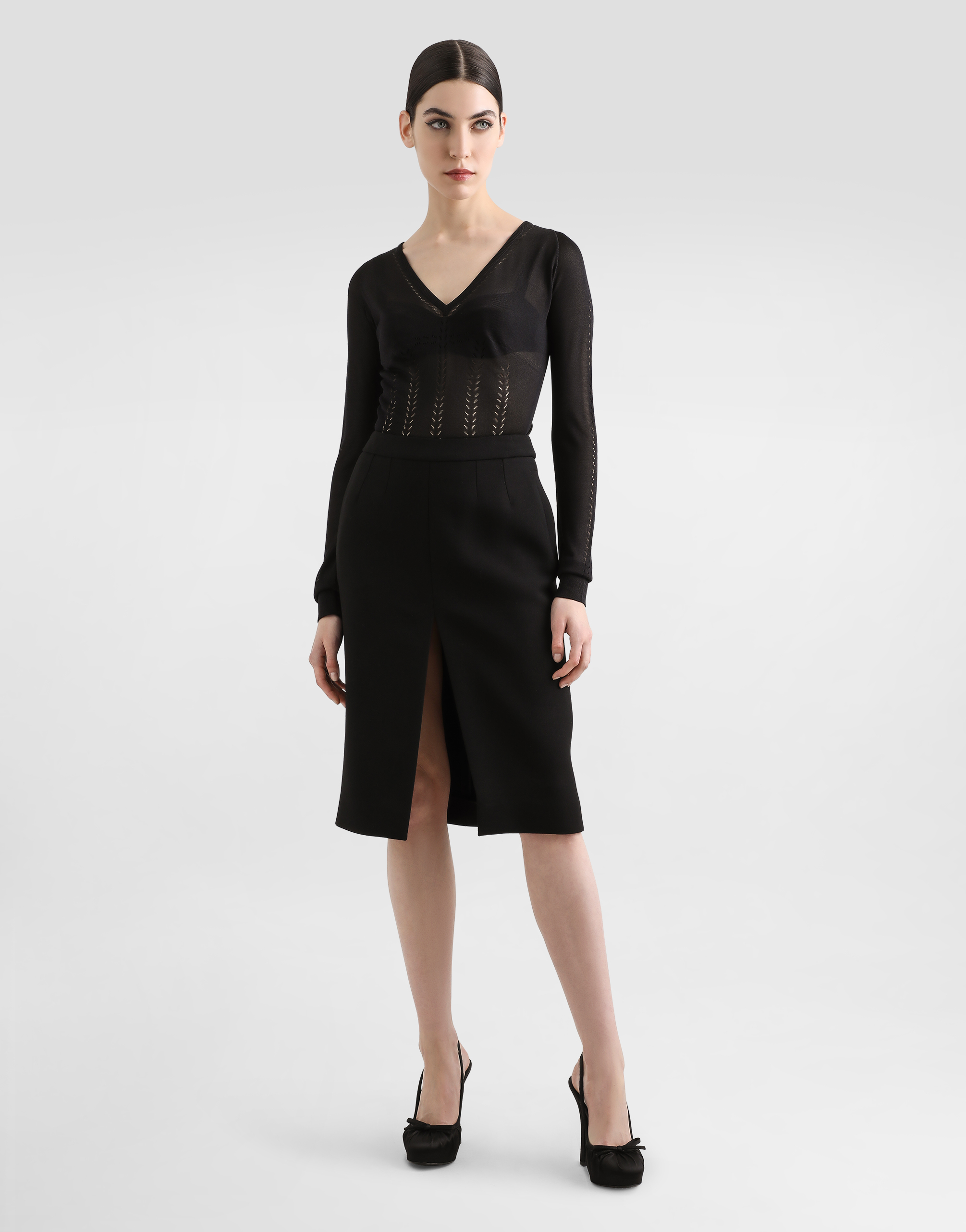 Dolce & Gabbana Silk V-neck Sweater In Black