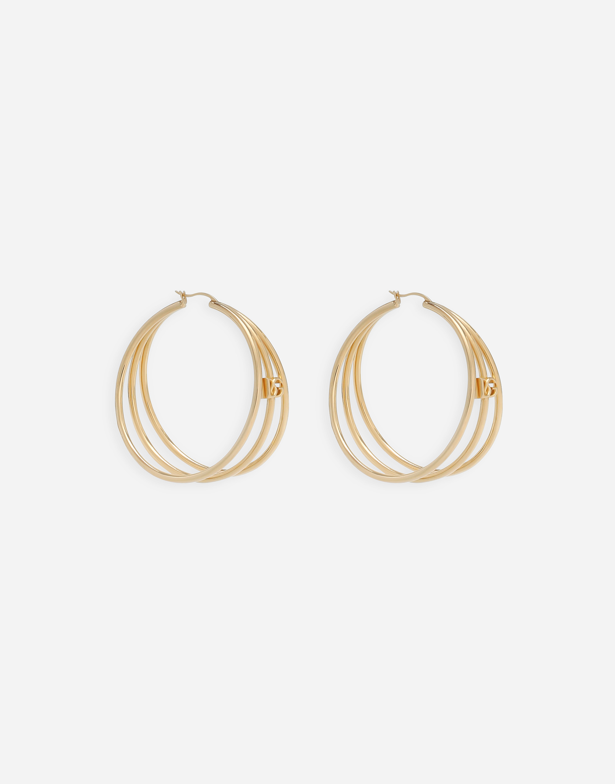 Dolce & Gabbana Creole Multi-hoop Earrings With Dg Logo In ゴールド