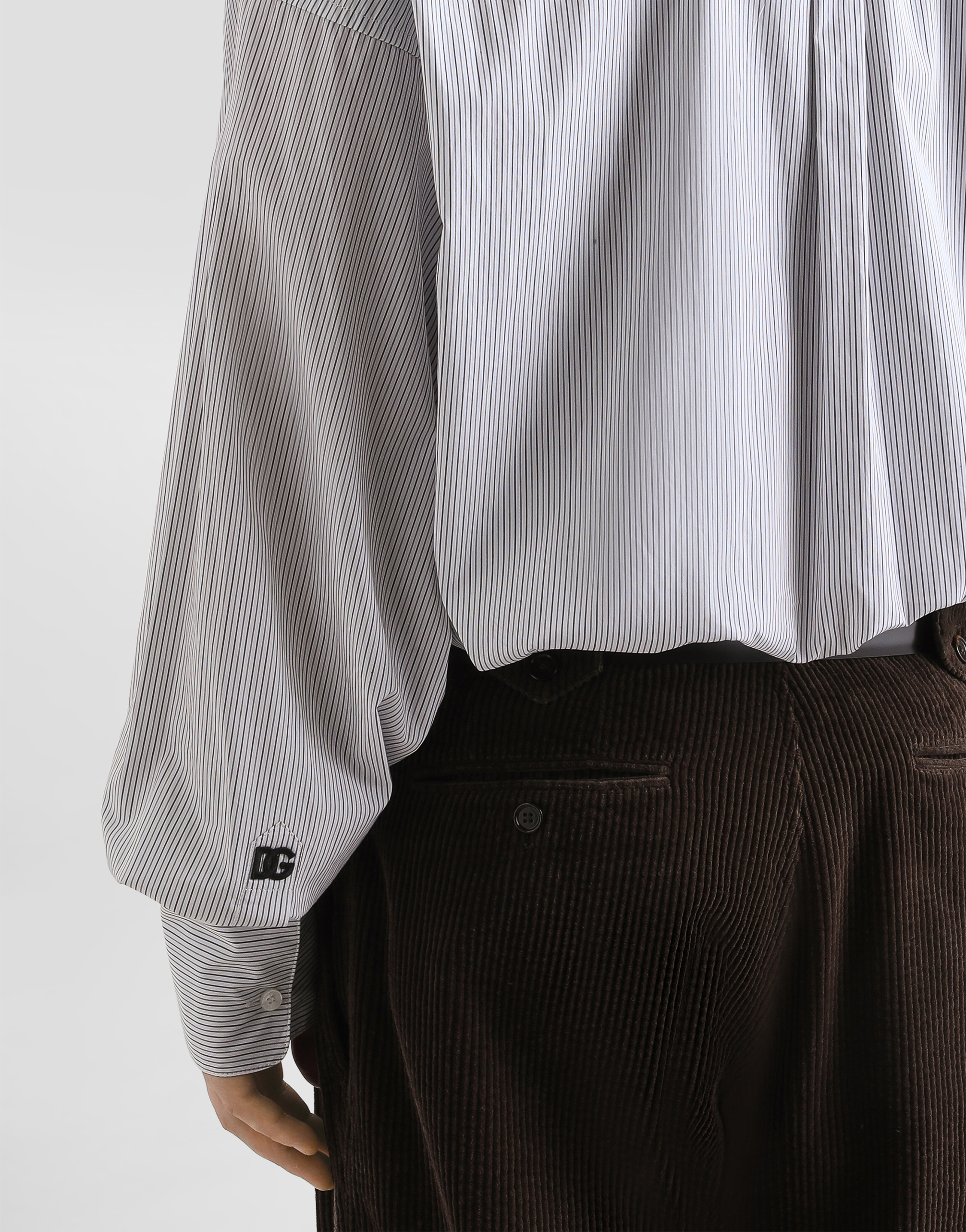 Oversized striped poplin shirt