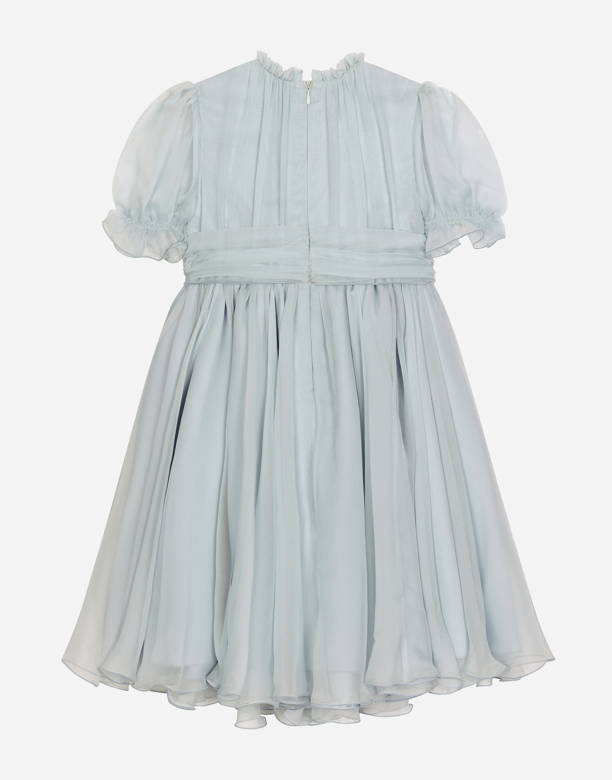 Dolce & Gabbana Chiffon Dress With 3d Flowers In Grey