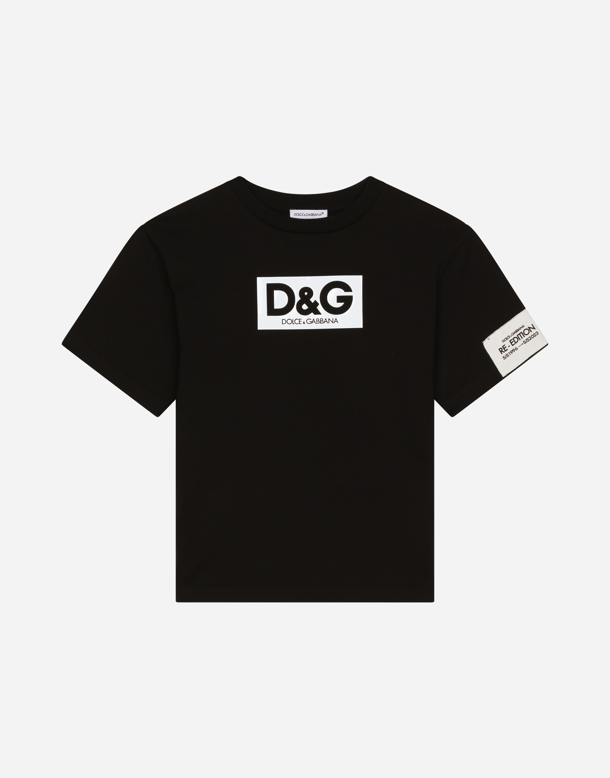 Dolce & Gabbana Kids' Jersey T-shirt With Heat-sealed Logo Print In Black