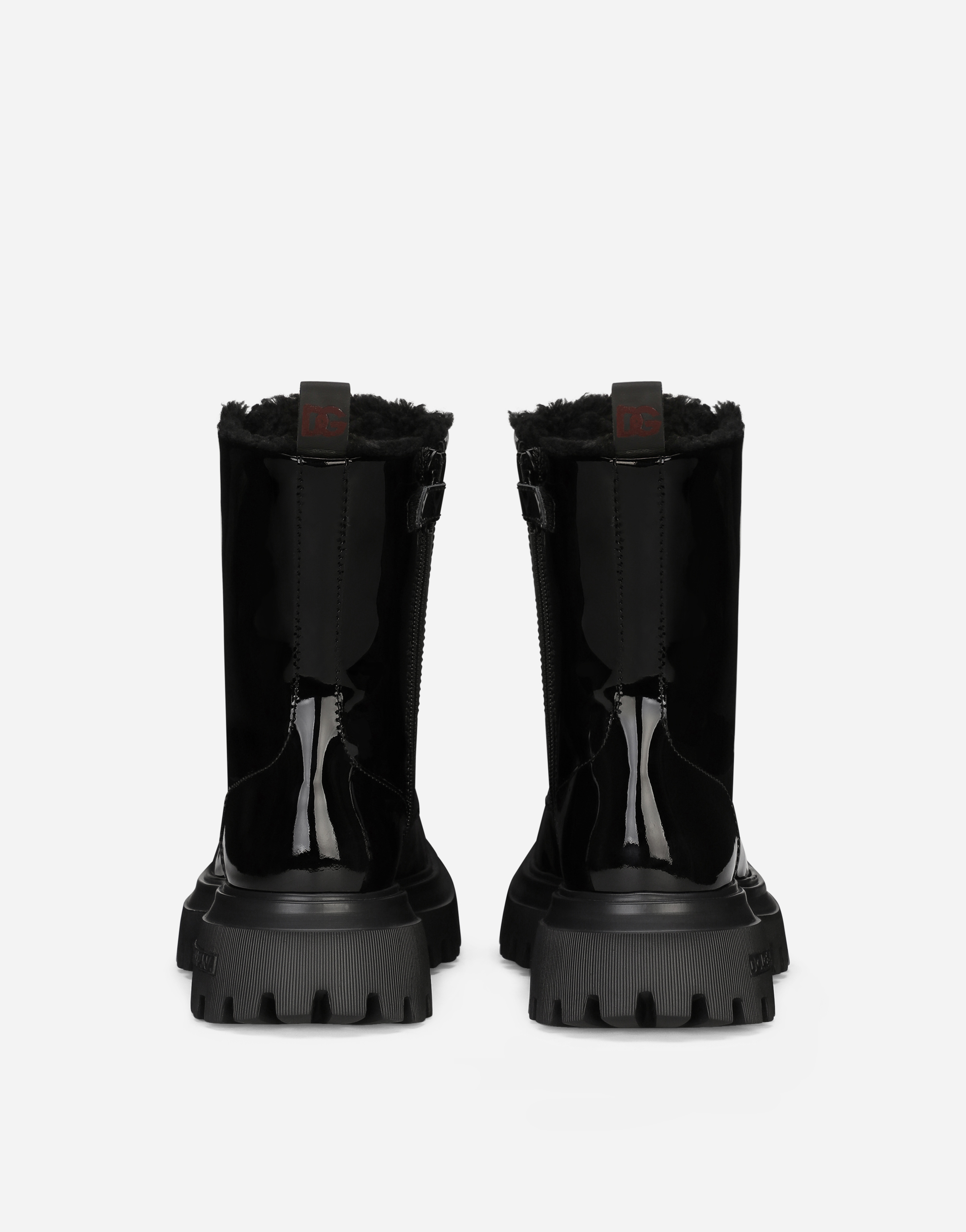 Dolce & Gabbana Patent Leather Ankle Boots In Black