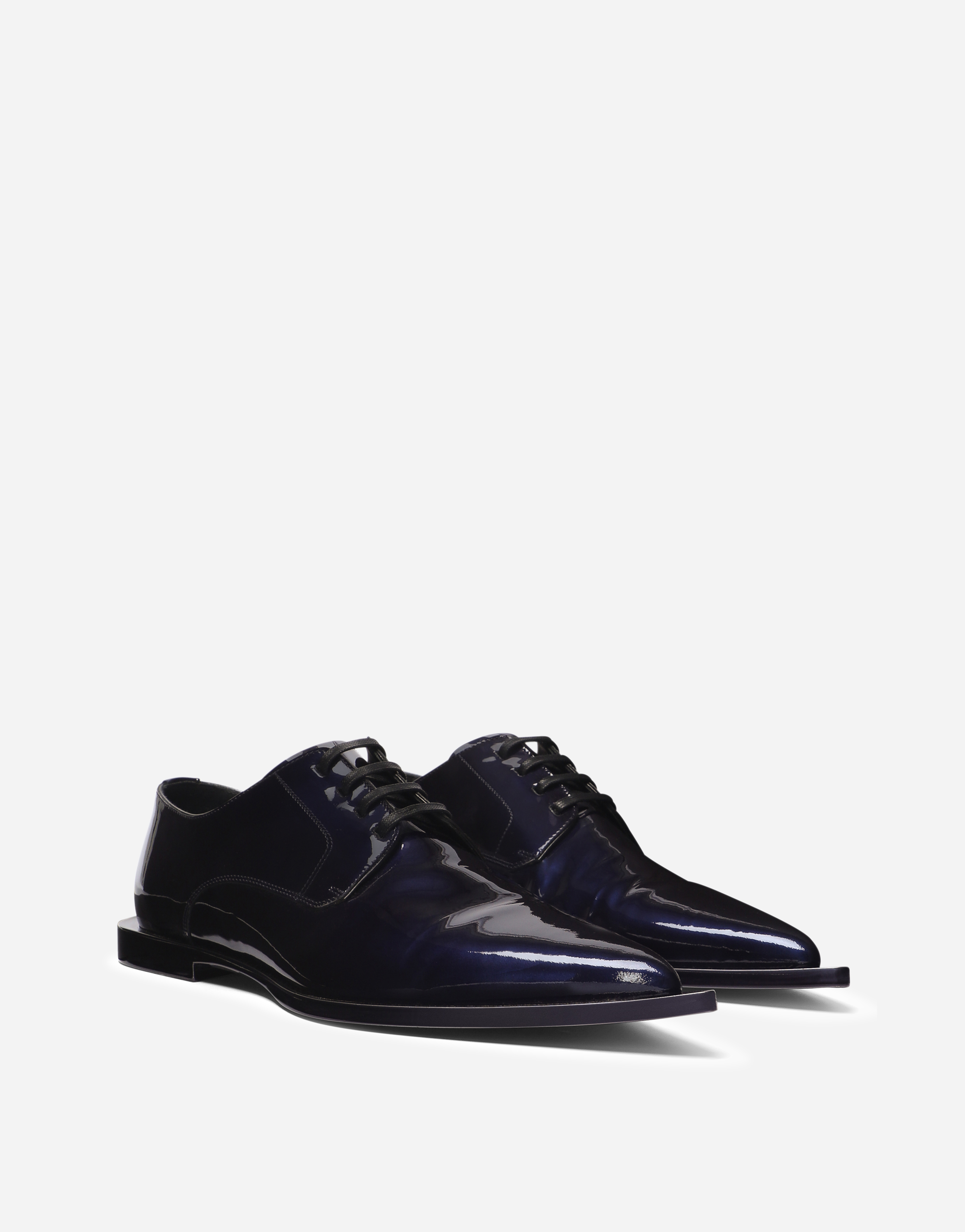 DOLCE & GABBANA METALLIC PATENT LEATHER DERBY SHOES