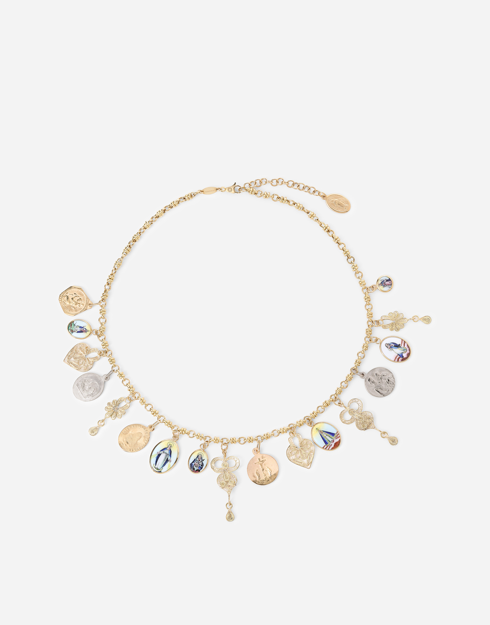 Shop Dolce & Gabbana D.d. Necklace In Yellow 18kt Gold  With Antique Ceramic Miniatures