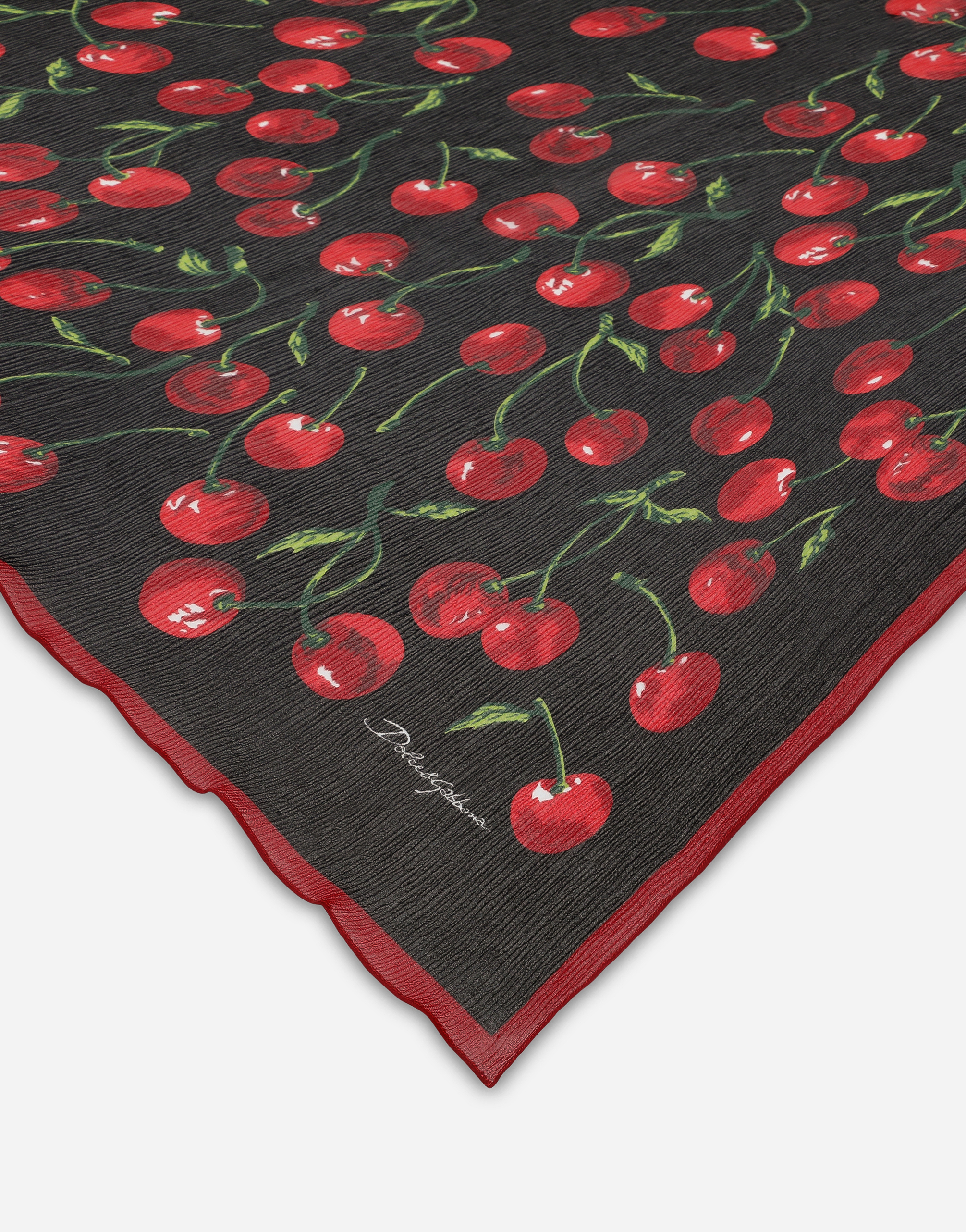 DOLCE & GABBANA CHERRY-PRINT SILK SCARF (120X200)