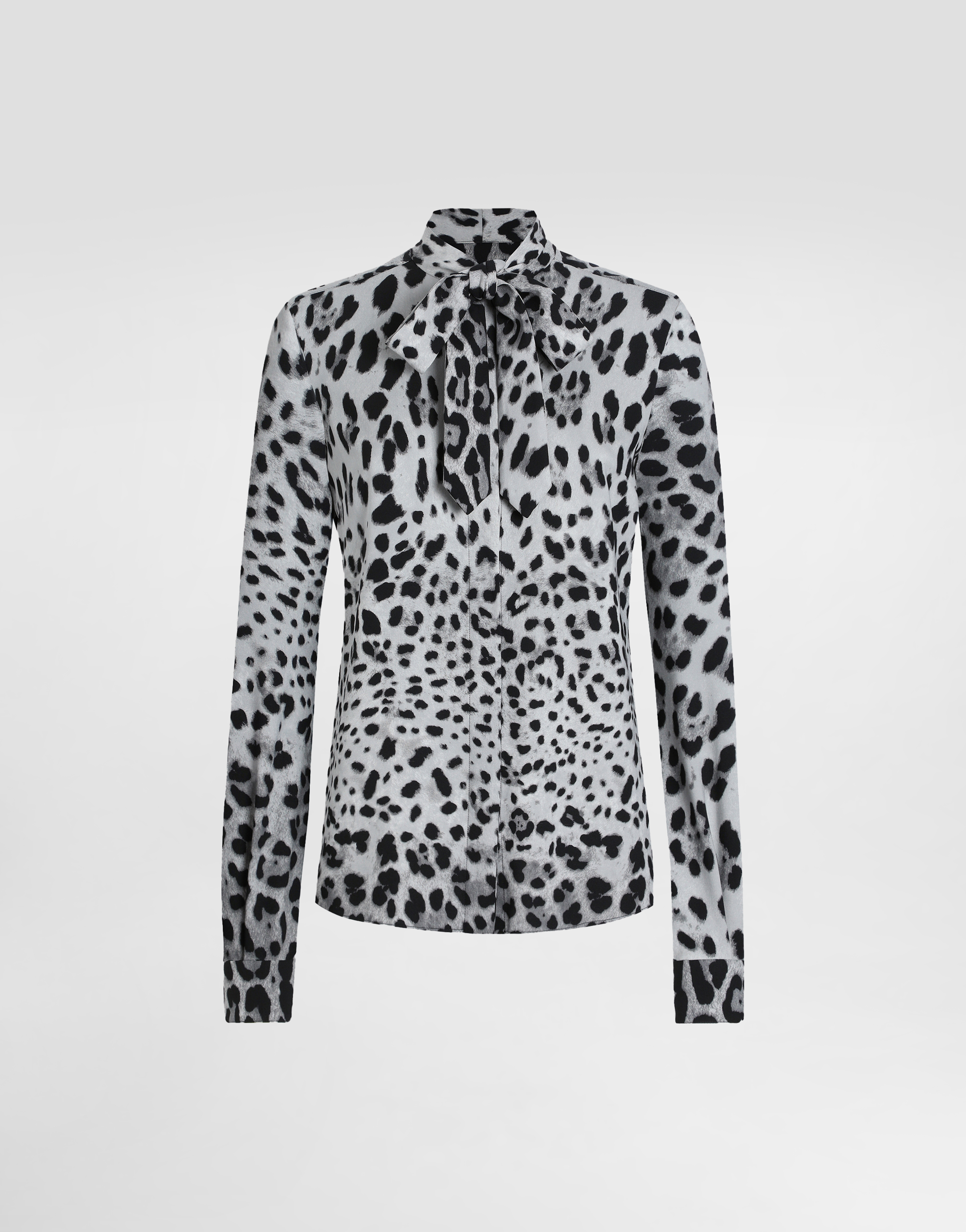 Dolce & Gabbana Leopard-print Charmeuse Shirt With Pussy-bow In Print