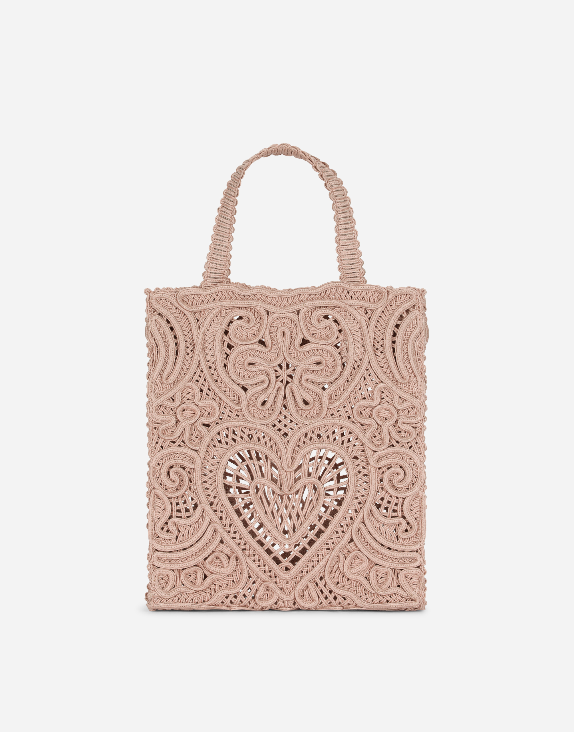 Shop Dolce & Gabbana Small Cordonetto Lace Shopper In Beige