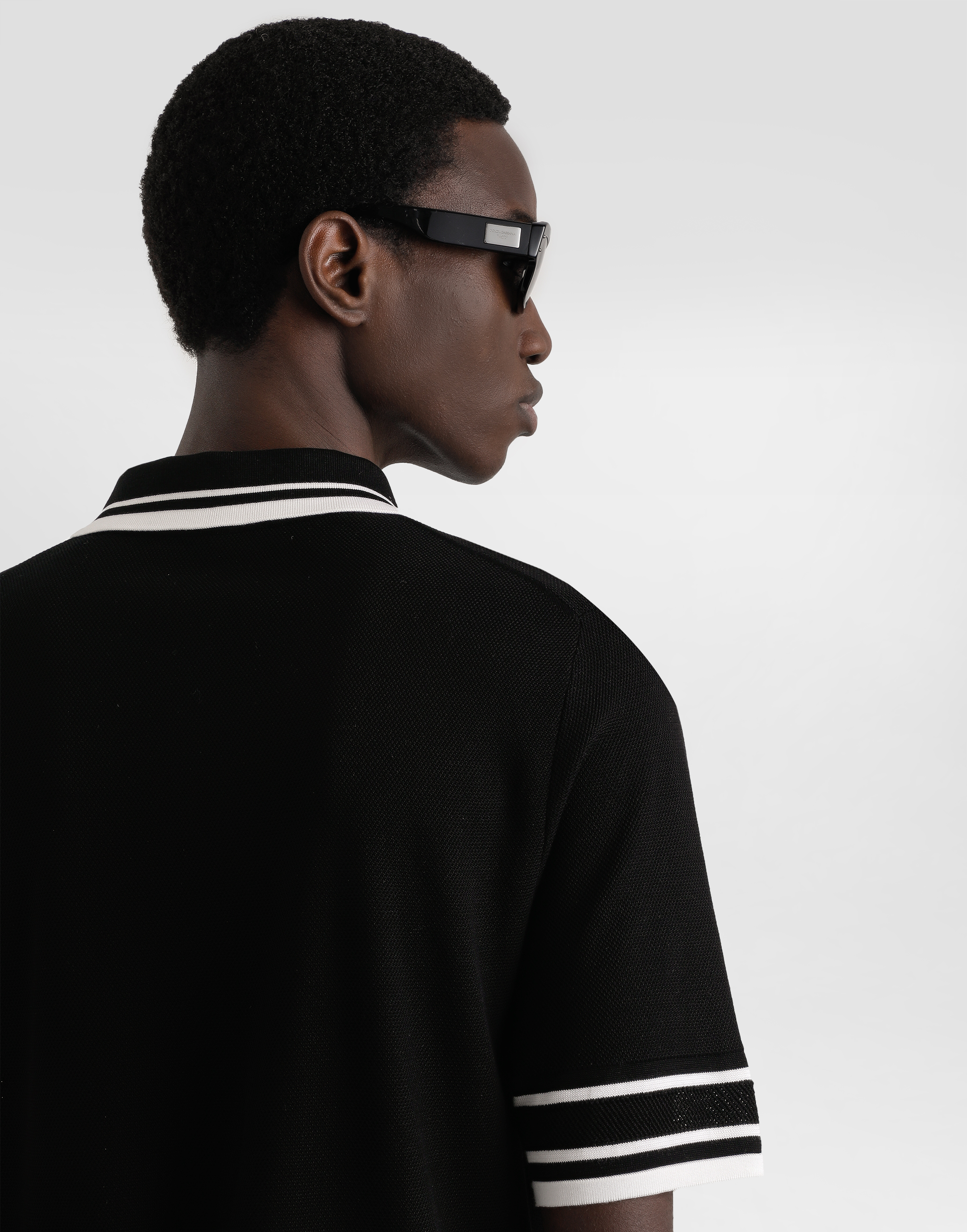 Silk piqué polo shirt
