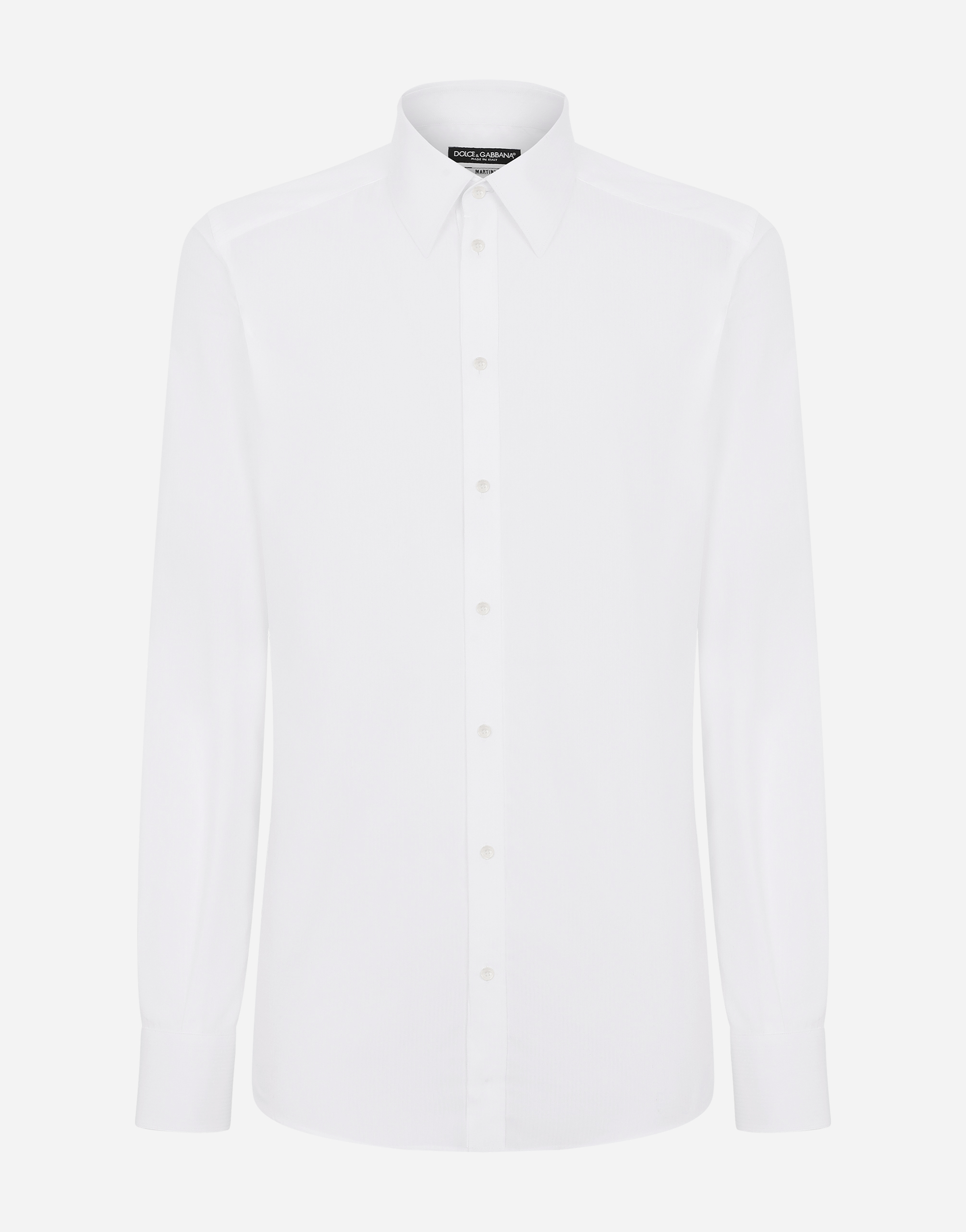 Dolce & Gabbana Cotton Micro-jacquard Martini-fit Shirt In ホワイト