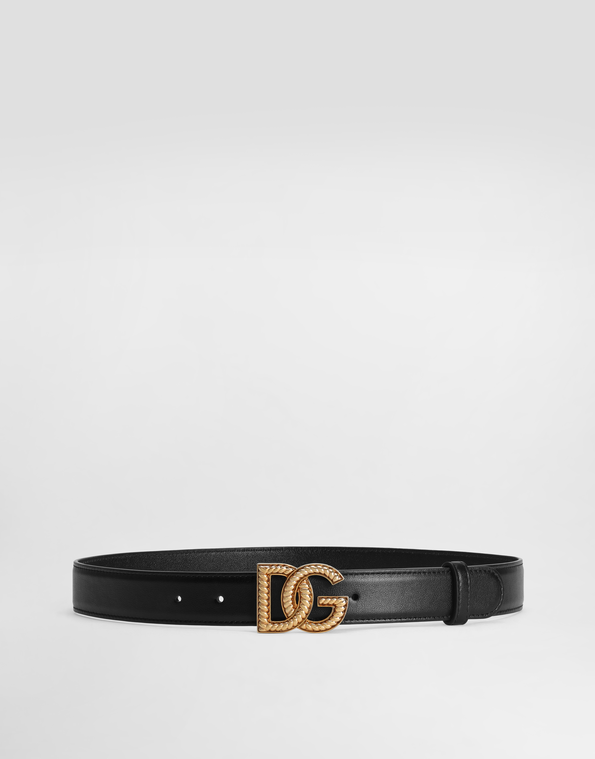 Dolce & Gabbana Adjustable Loop Stitched Belt In Black