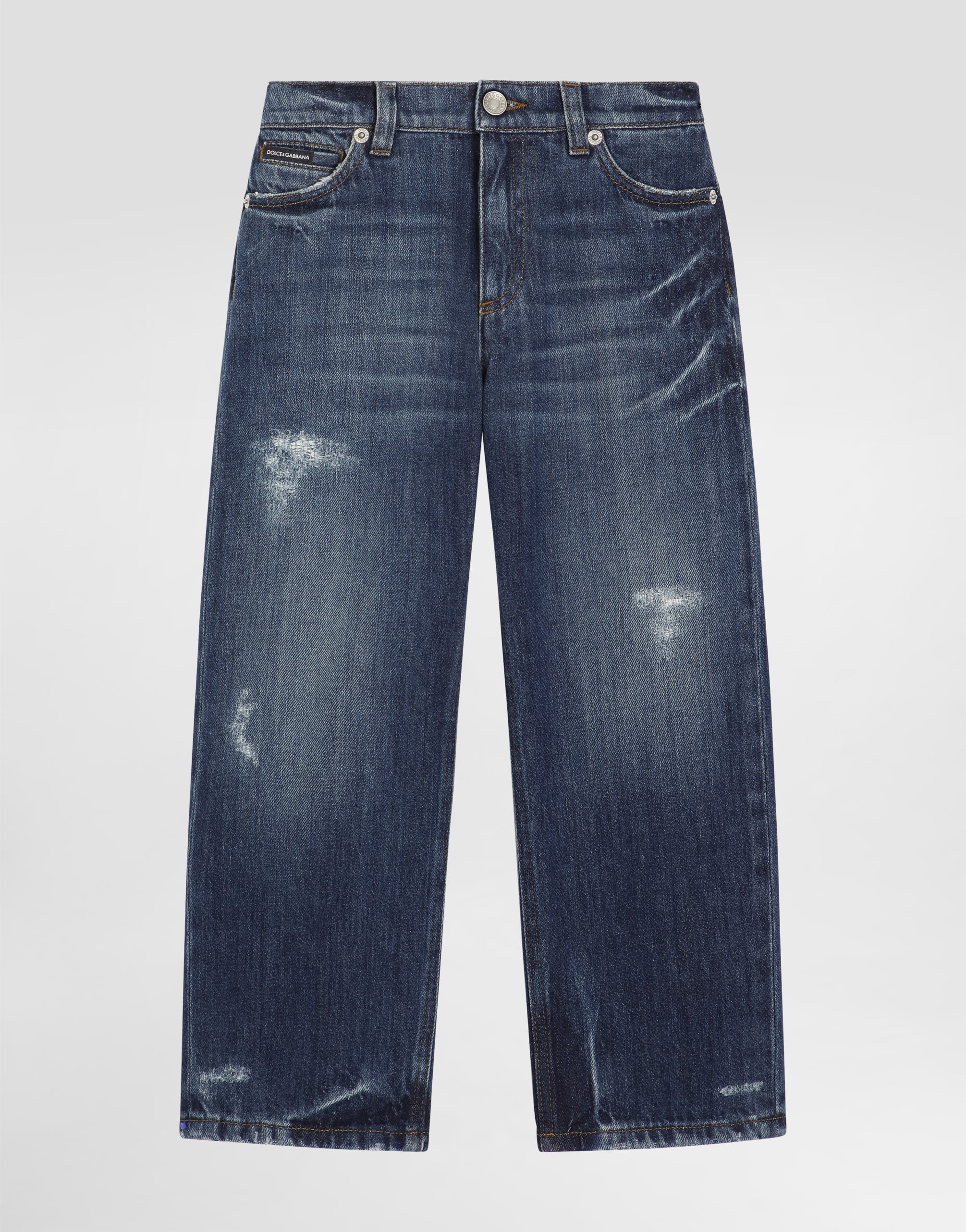 5-pocket washed denim trousers