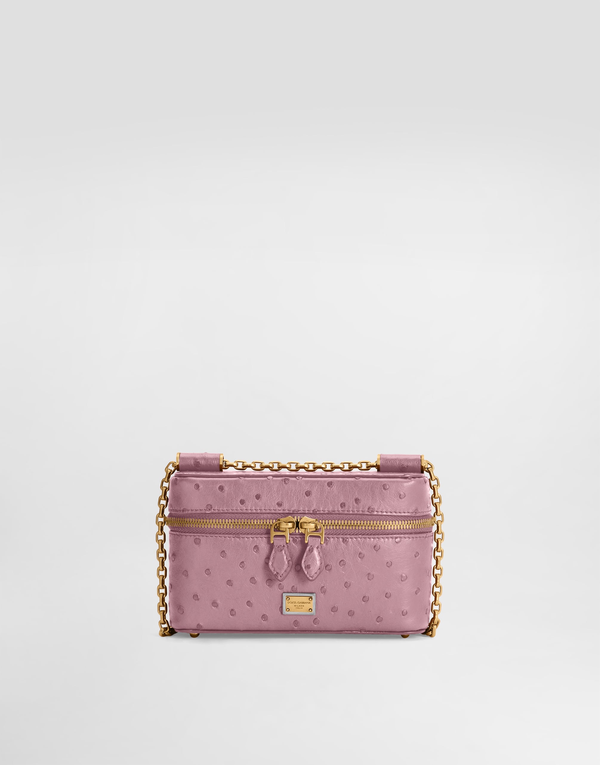 Sicily small shoulder bag in polished ostrich leather in Pink for