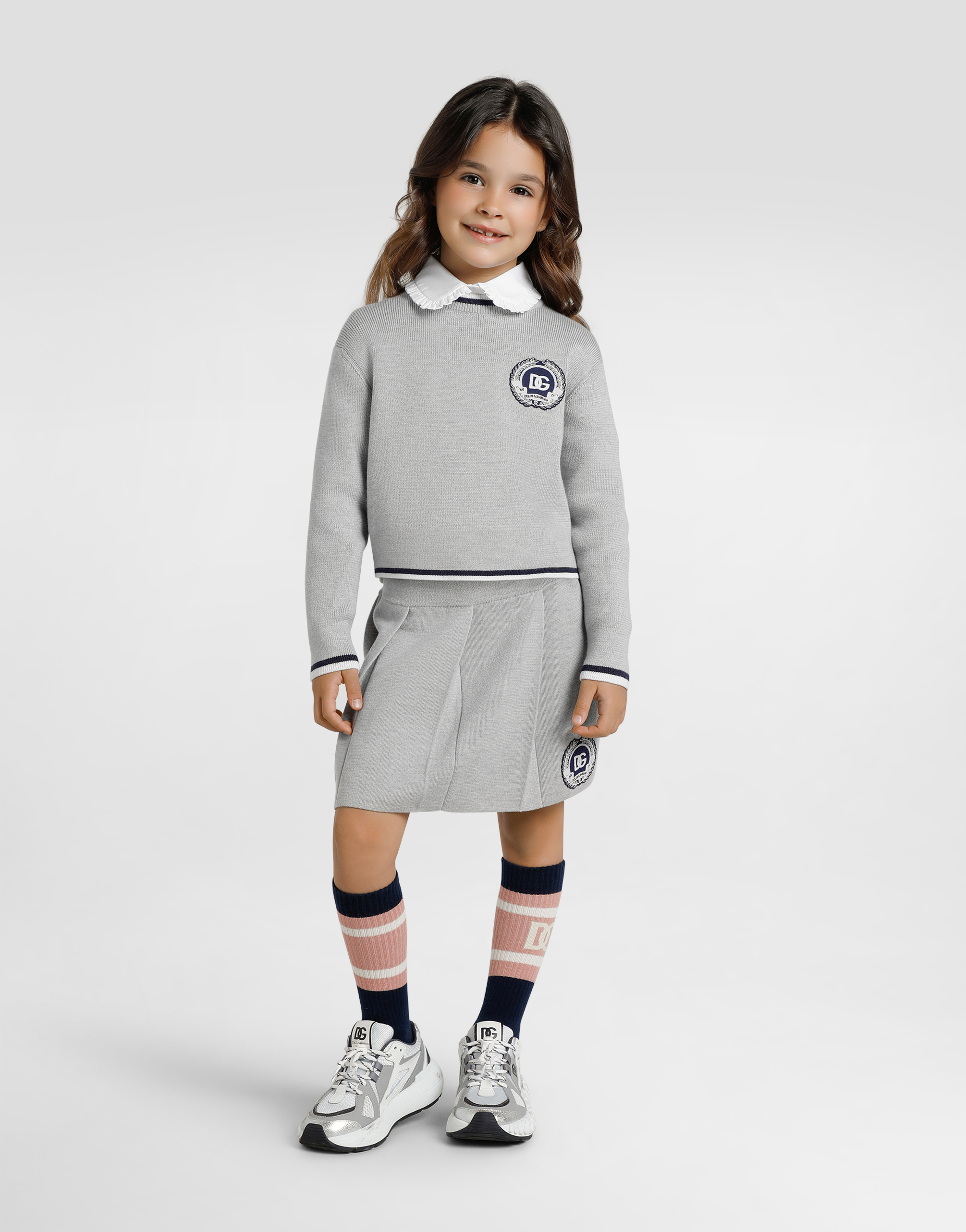 Dolce & Gabbana Solid Knit Sweater In Gray