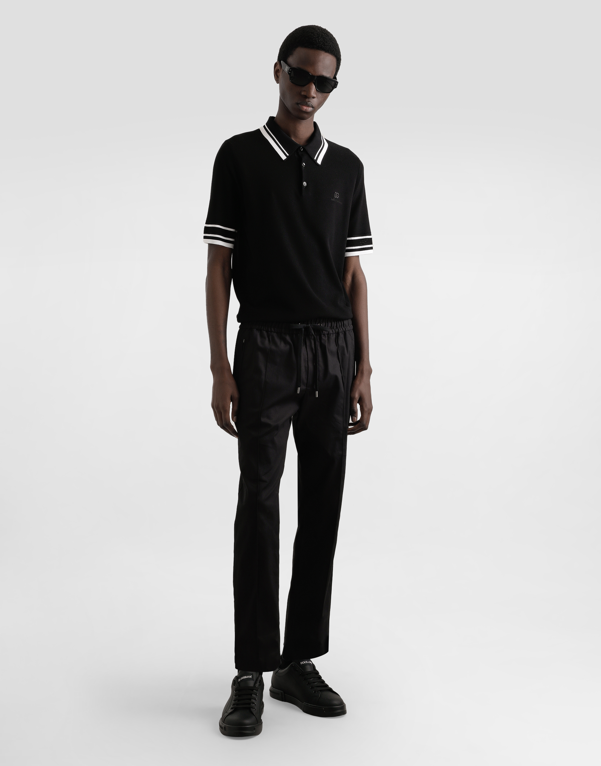 Silk piqué polo shirt