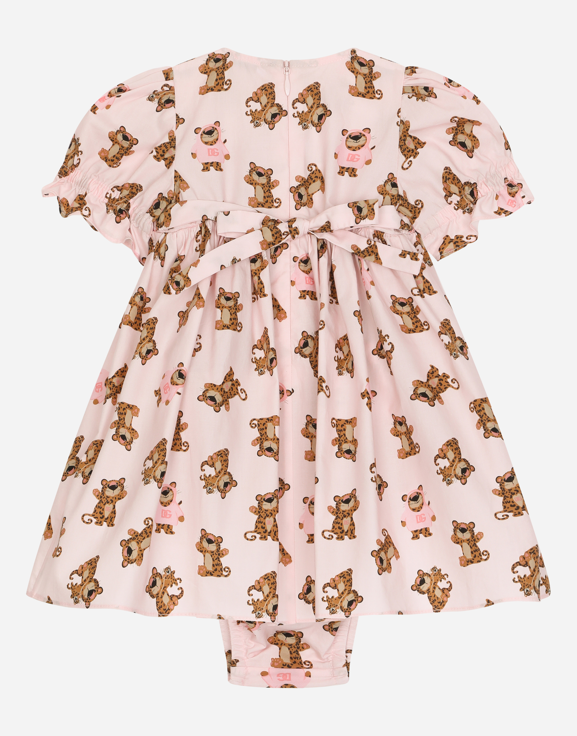 DOLCE & GABBANA POPLIN DRESS WITH BABY LEOPARD PRINT