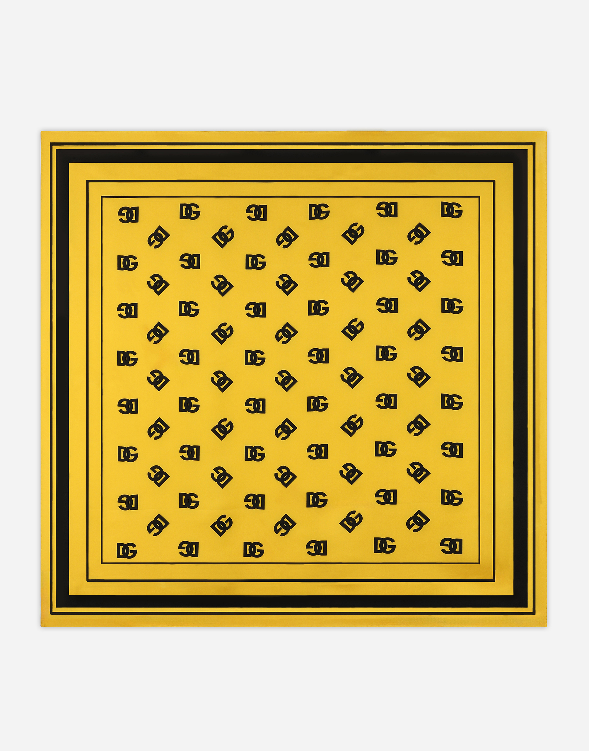 Dolce & Gabbana Twill Scarf With All-over Dg Logo Print (90 X 90) In Yellow