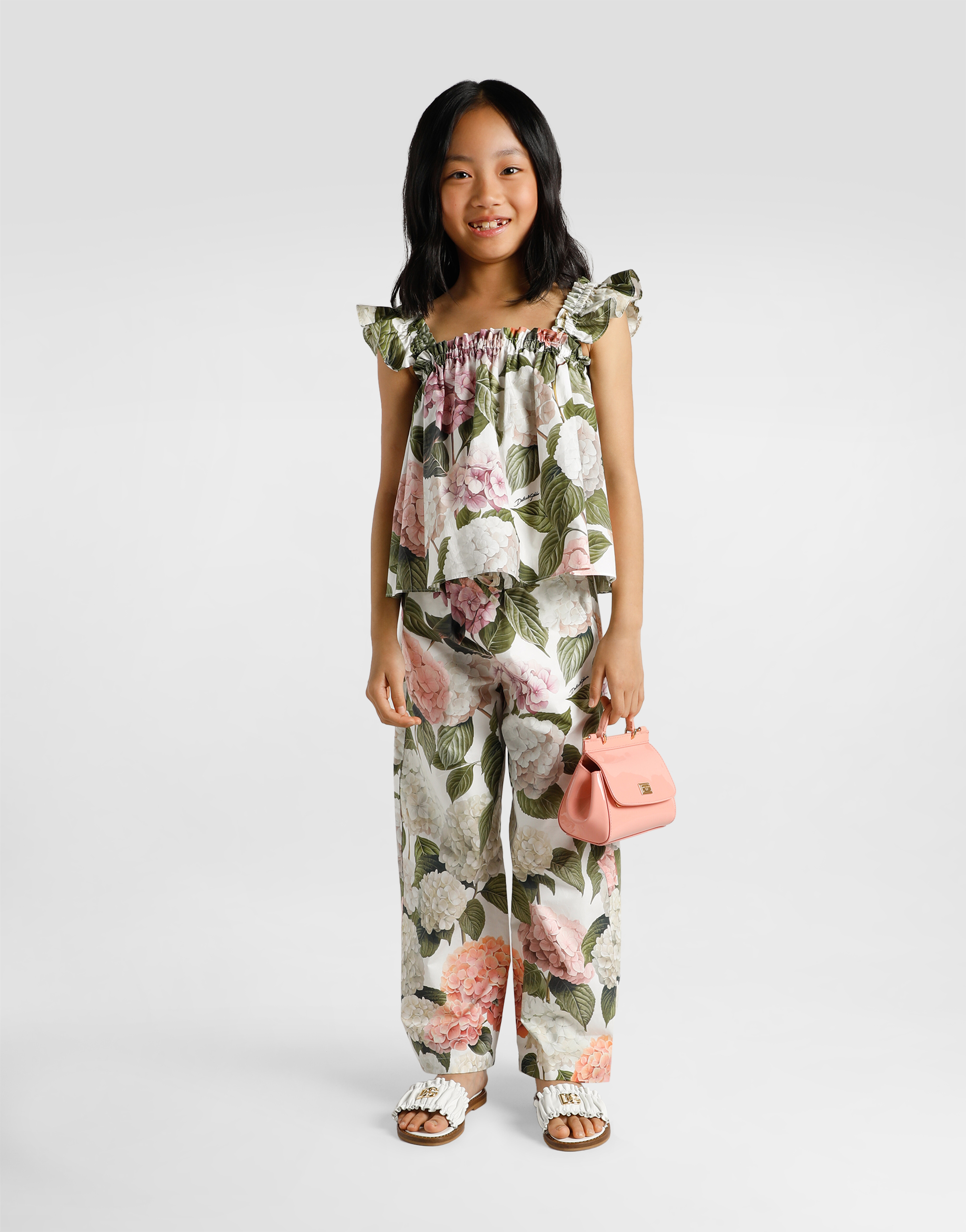 Dolce & Gabbana Hydrangea-print Poplin Trousers In Multi