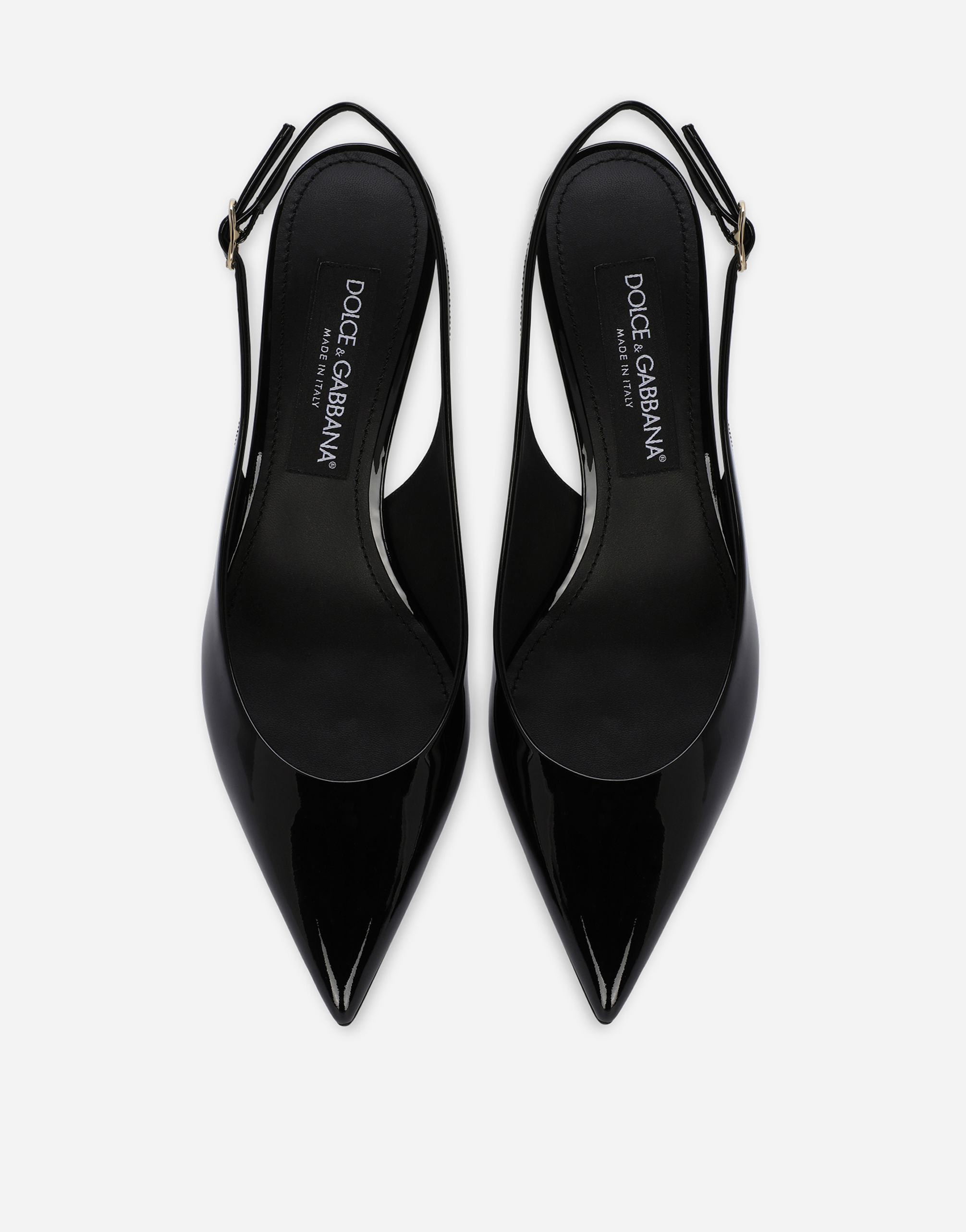 Shop Dolce & Gabbana Patent Leather Cardinale Slingbacks In Black