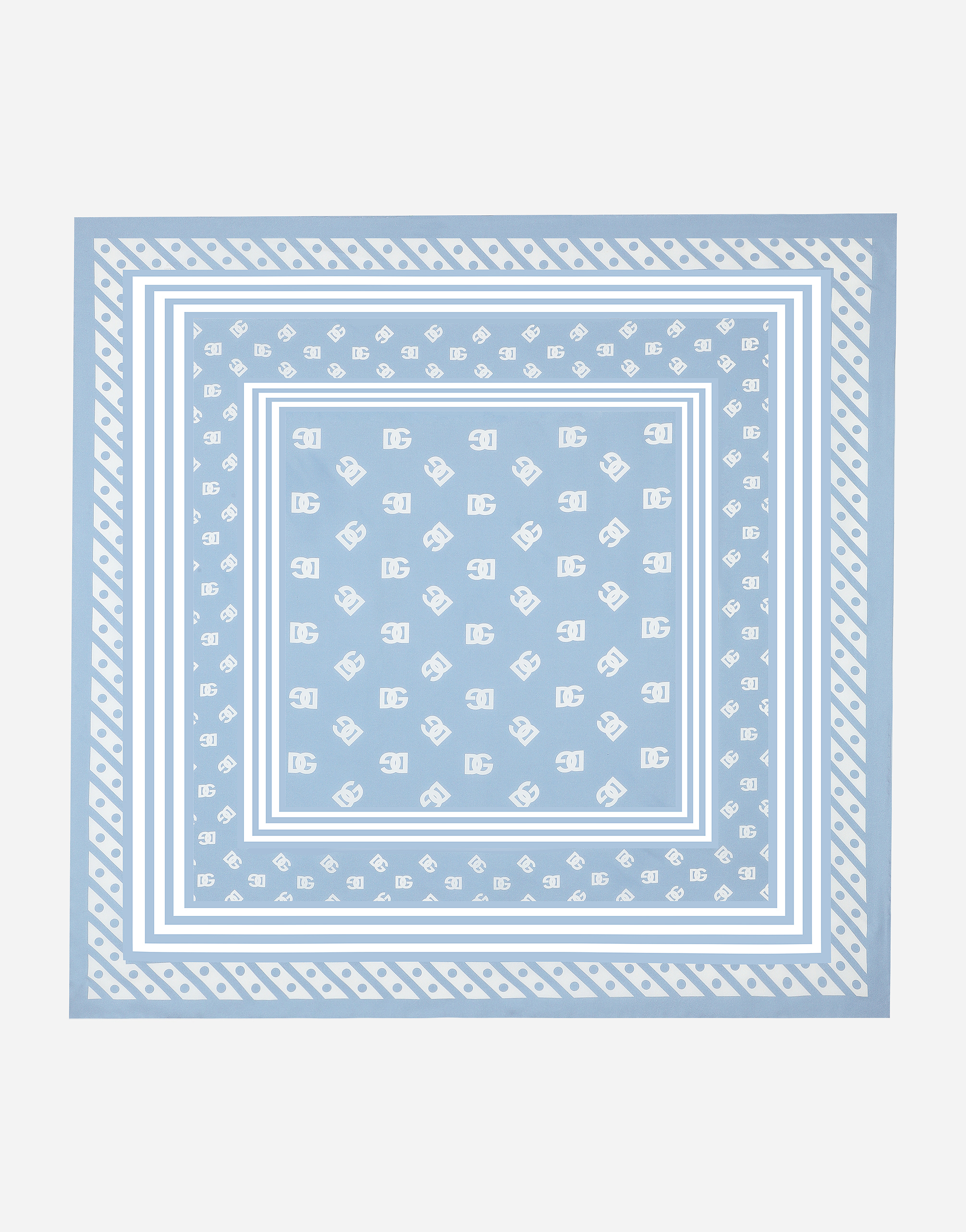 Dolce & Gabbana Silk Twill Foulard With All-over Dg Logo Print (70x70) - Woman Scarves And Silks Light Blue Onesize