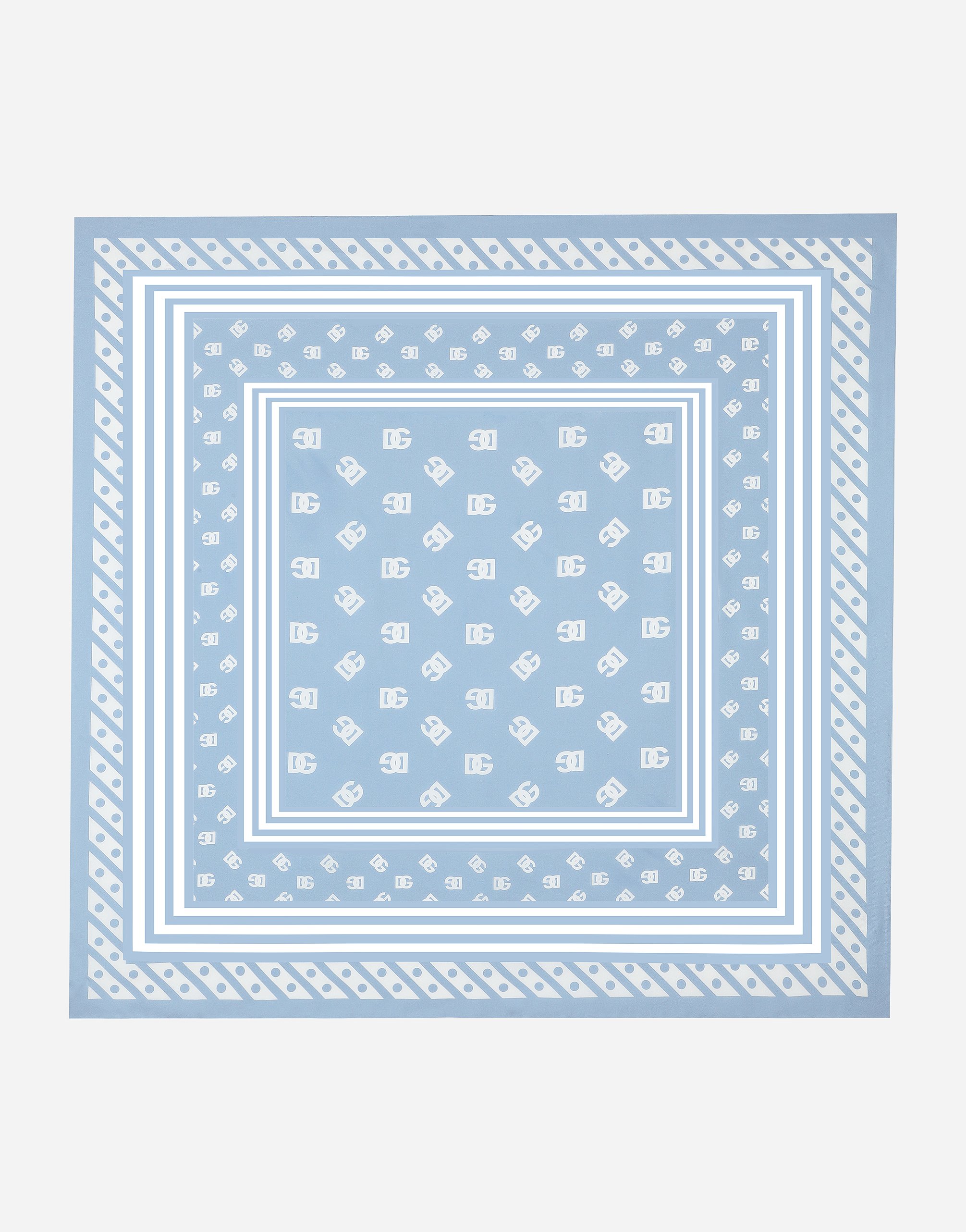Dolce & Gabbana Silk Twill Foulard With All-over Dg Logo Print (70x70) - Woman Scarves And Silks Light Blue Onesize