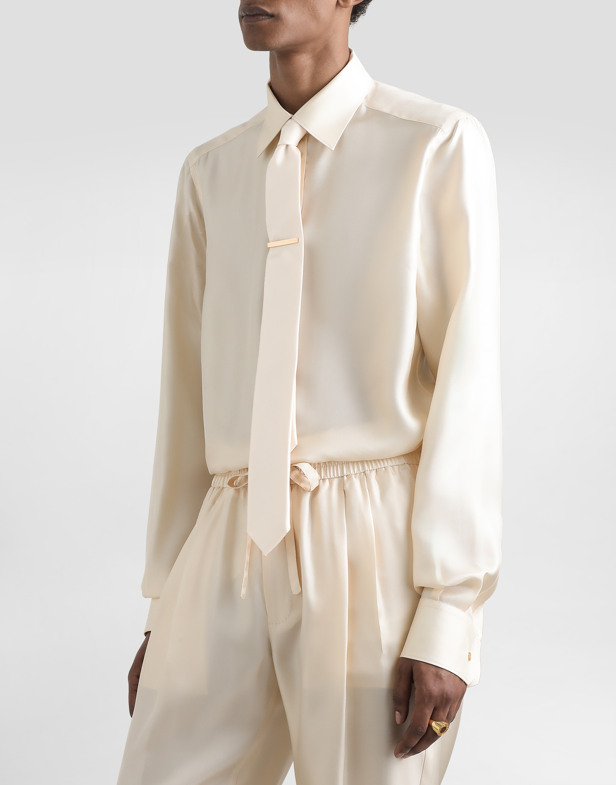Dolce & Gabbana Silk Twill Tie In Neutral