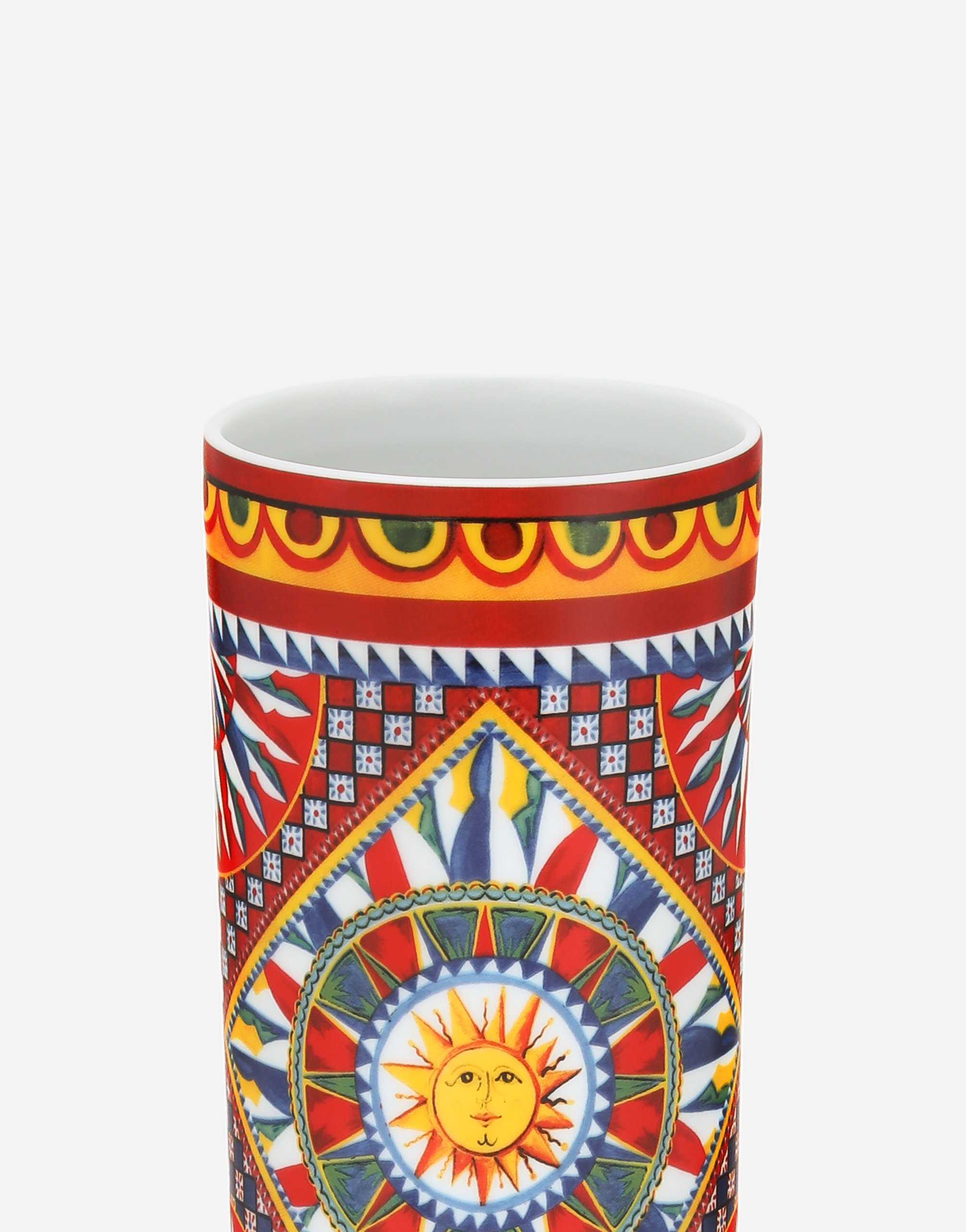 Dolce & Gabbana Cylindrical Porcelain Vase In Multi