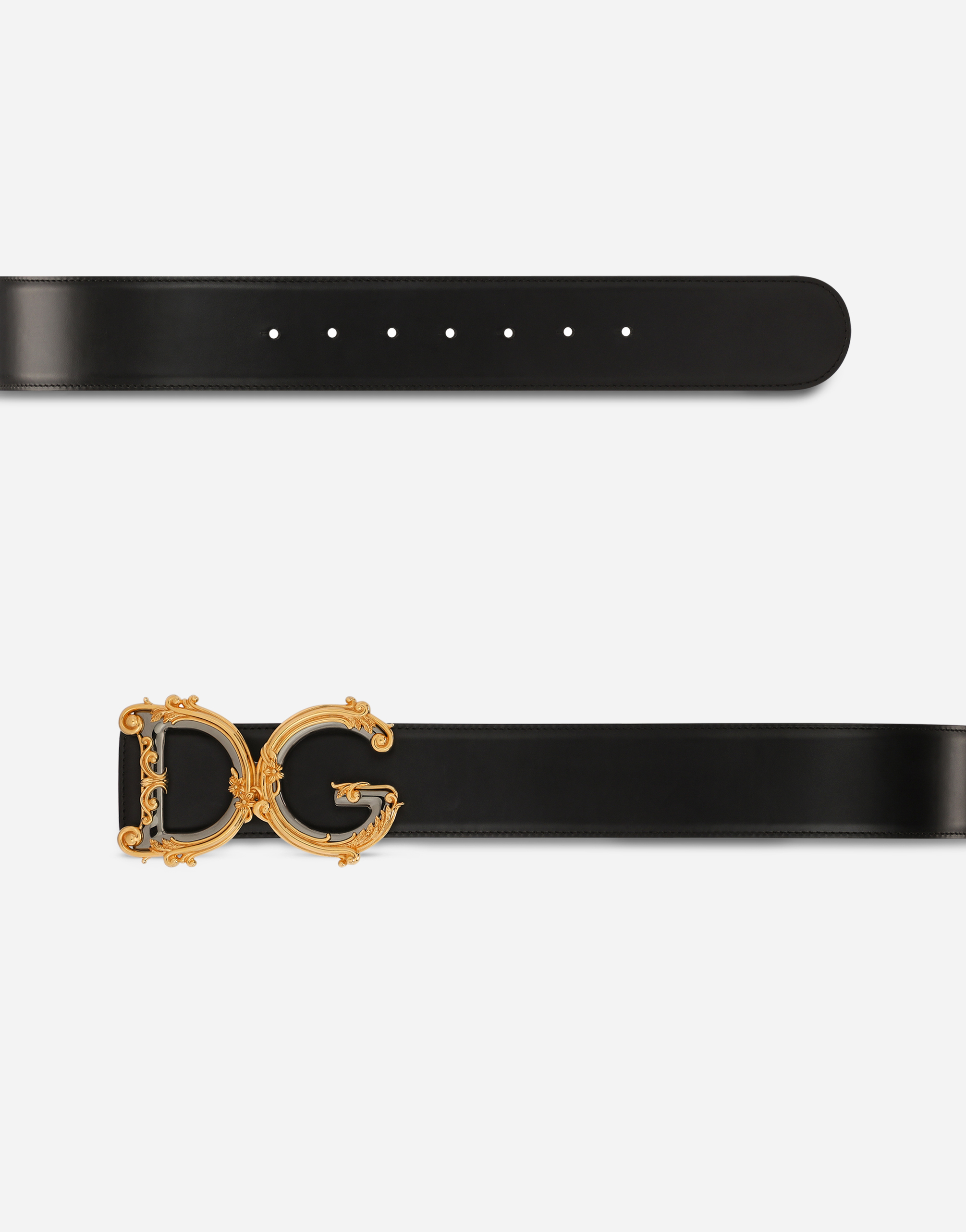 Shop Dolce & Gabbana Calfskin Belt With Logo In Black