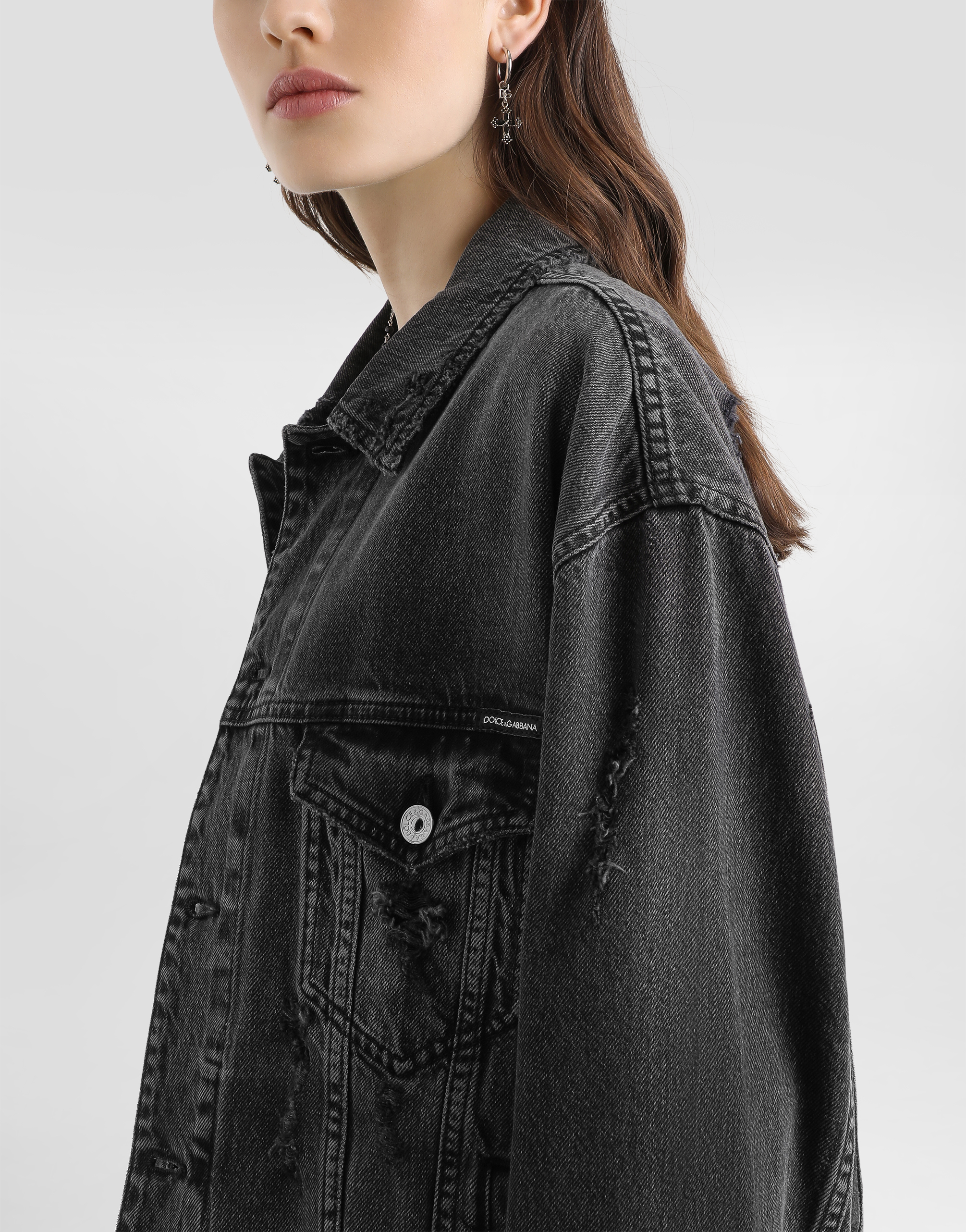 Dolce & Gabbana Buttoned Denim Jacket In Black