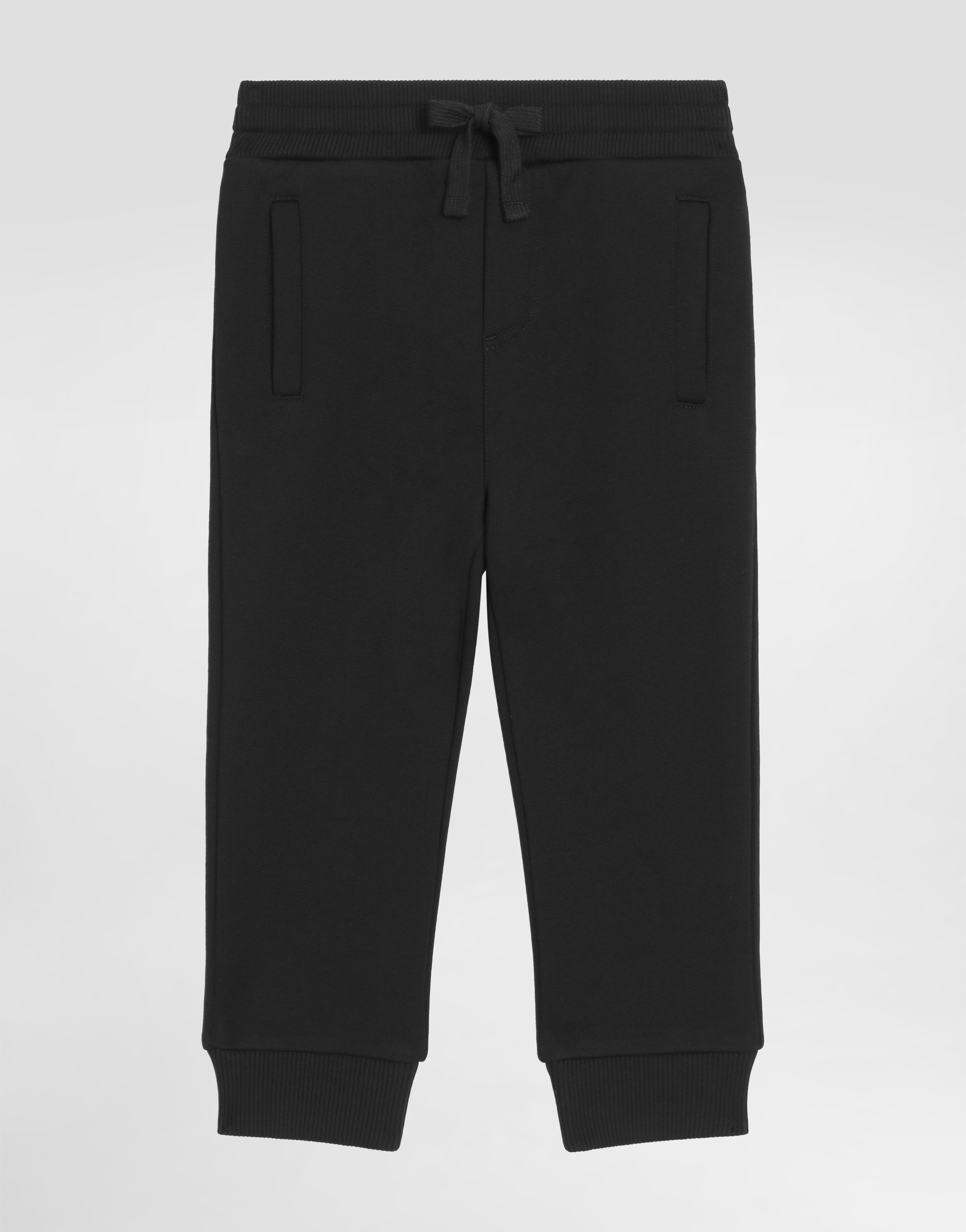 Jersey jogging pants with logo plate