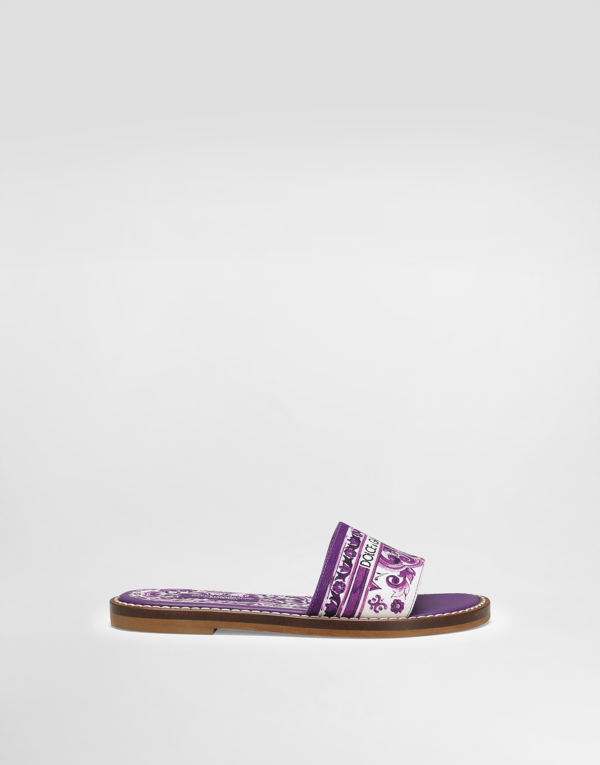 Dolce & Gabbana Majolica-print Canvas Flat Slipper
