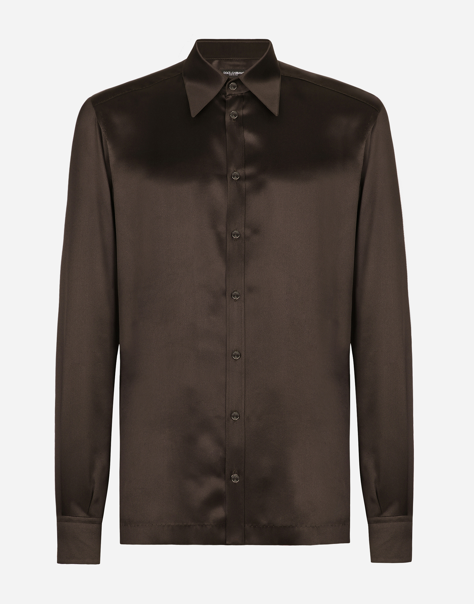 Dolce & Gabbana Button-up Silk Shirt In Brown_grey_5