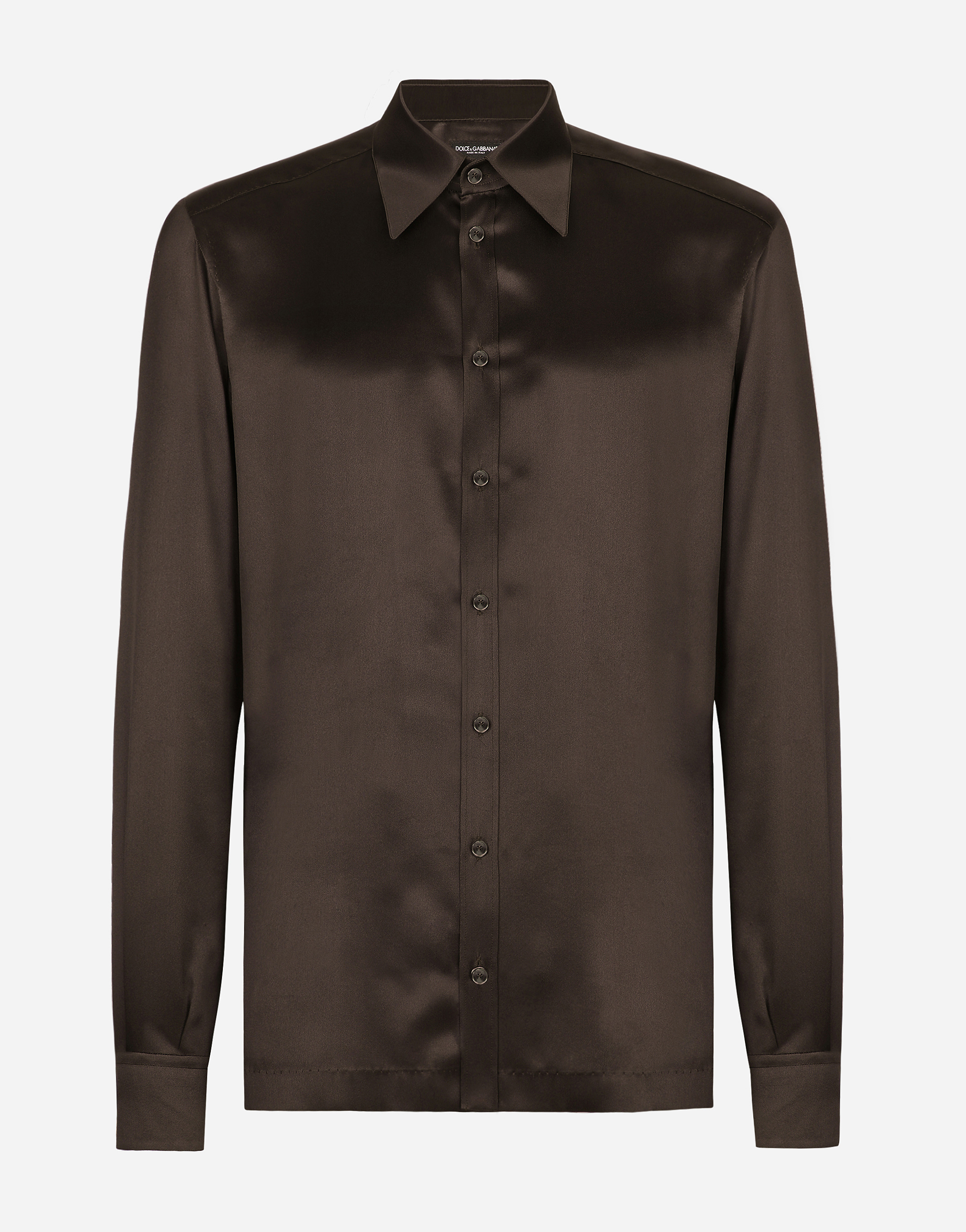 DOLCE & GABBANA SILK SATIN MARTINI-FIT SHIRT
