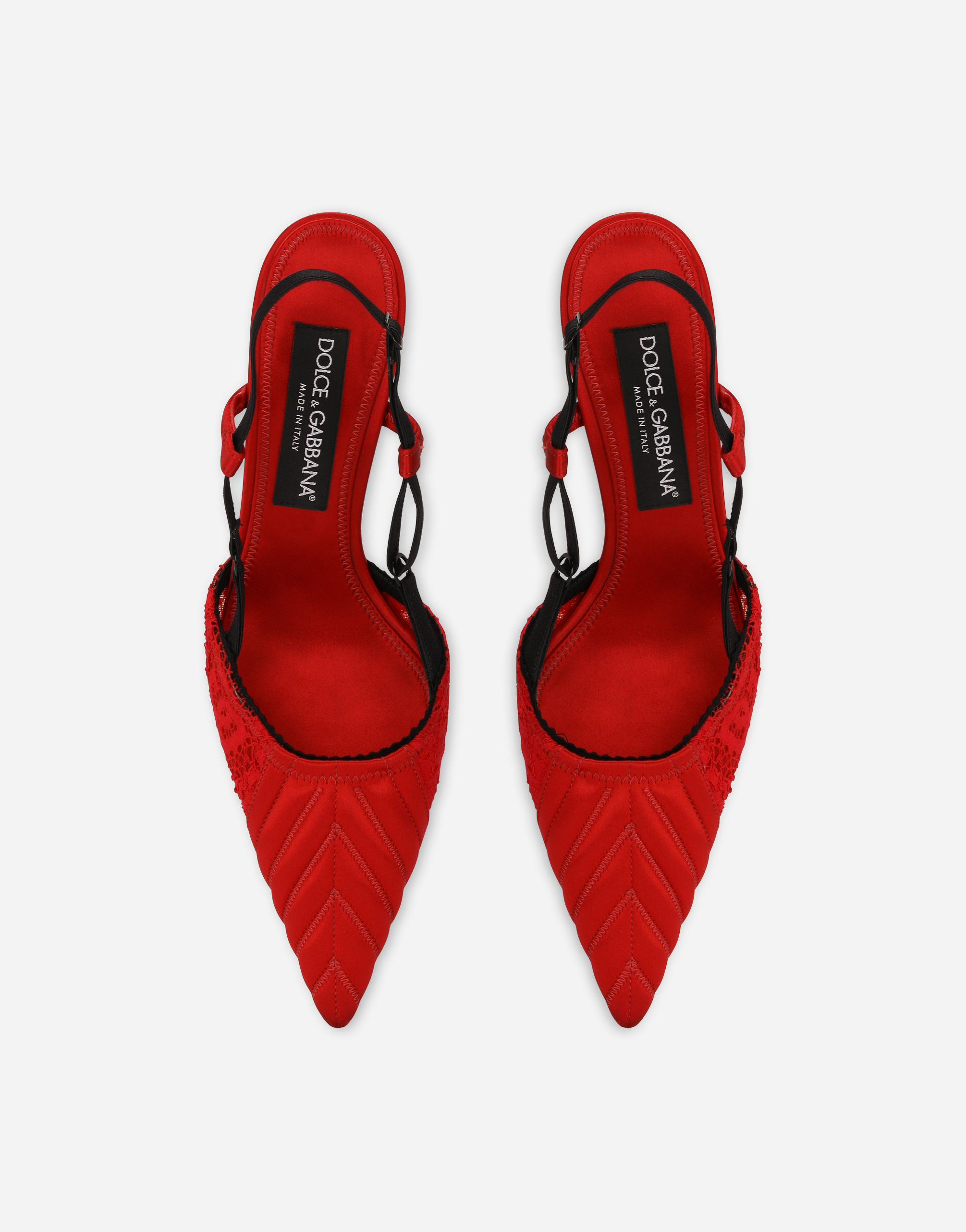 Shop Dolce & Gabbana Corset-style Satin Slingbacks In Red