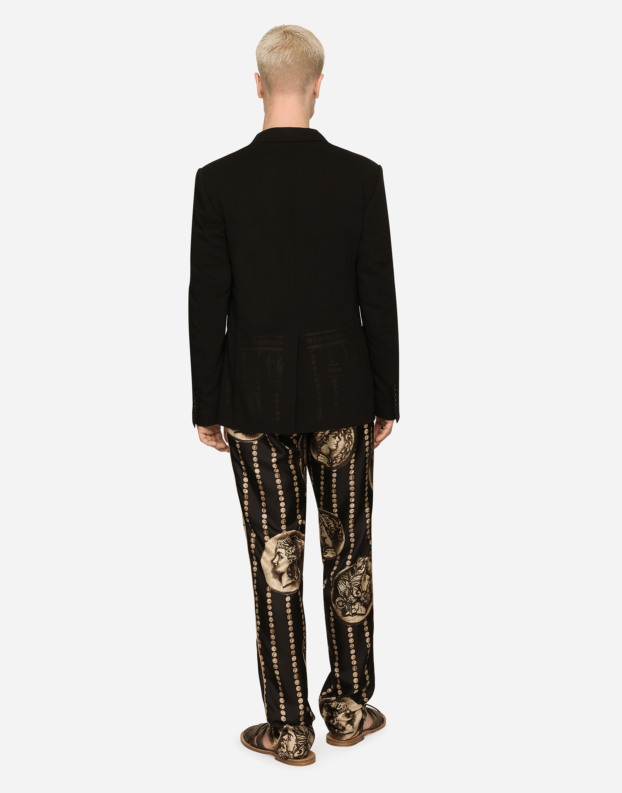 DOLCE & GABBANA COIN PRINT SILK TWILL JOGGING PANTS