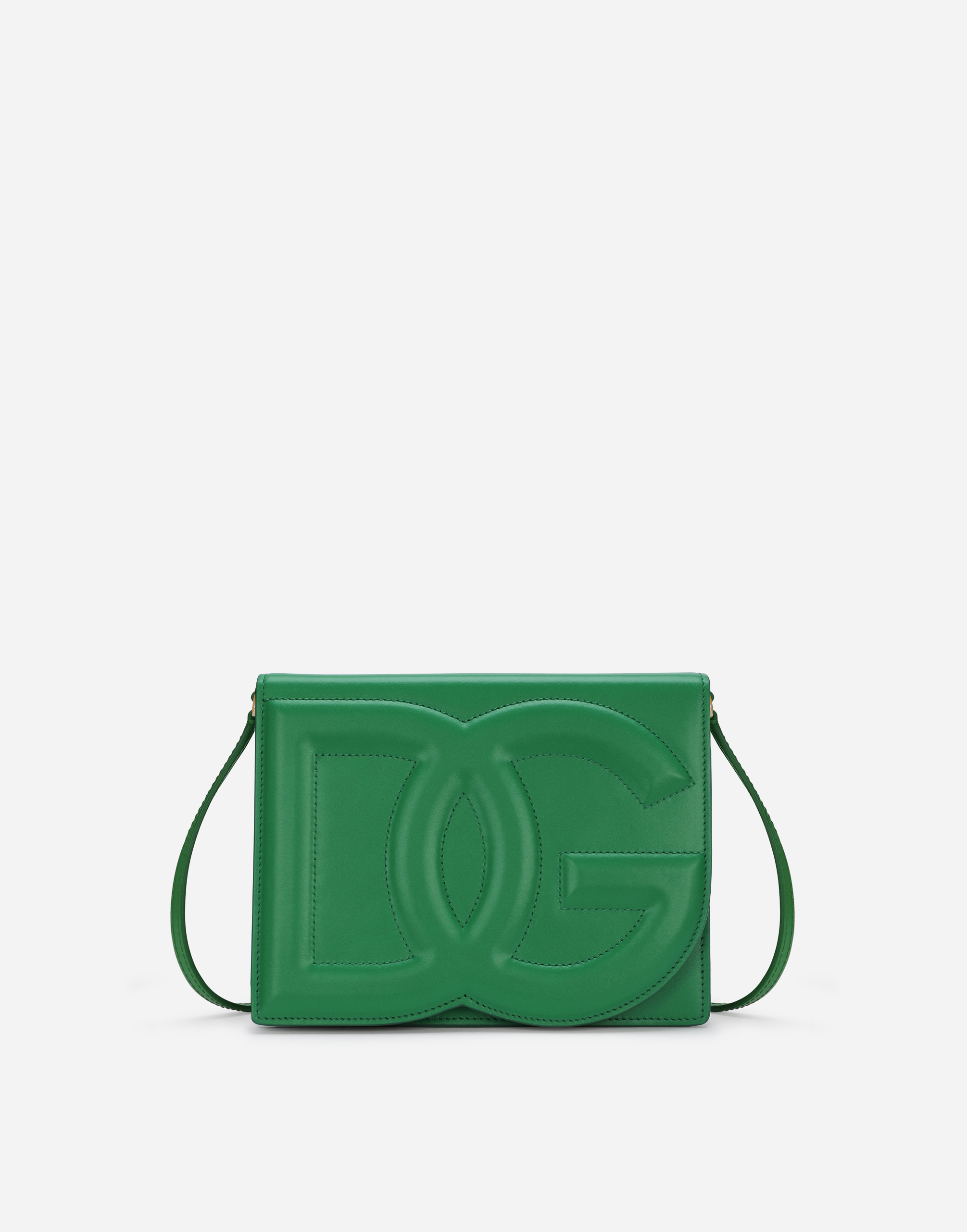 Dolce & Gabbana Calfskin Dg Logo Crossbody Bag In Green