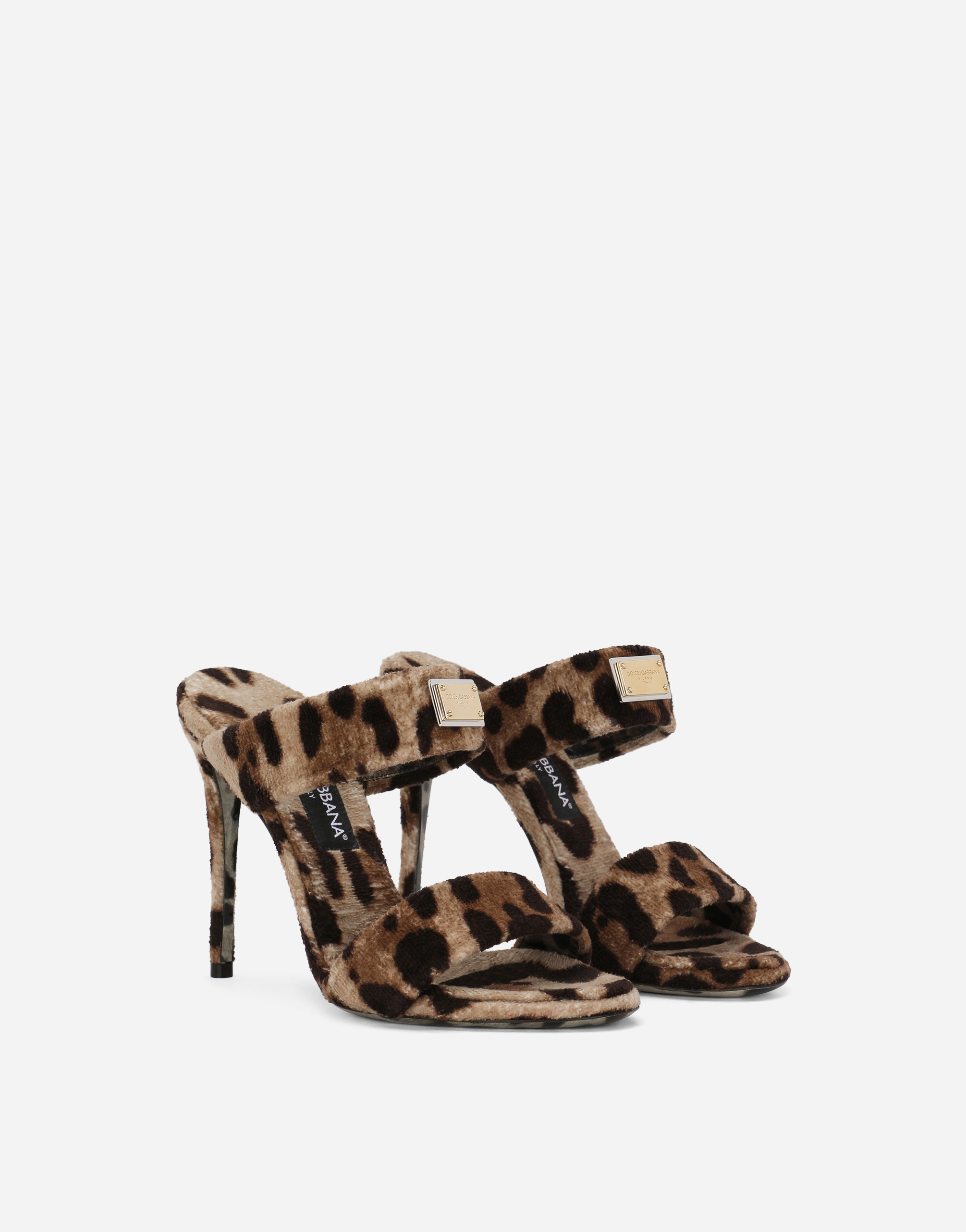 DOLCE & GABBANA LEOPARD-PRINT TERRYCLOTH SANDALS